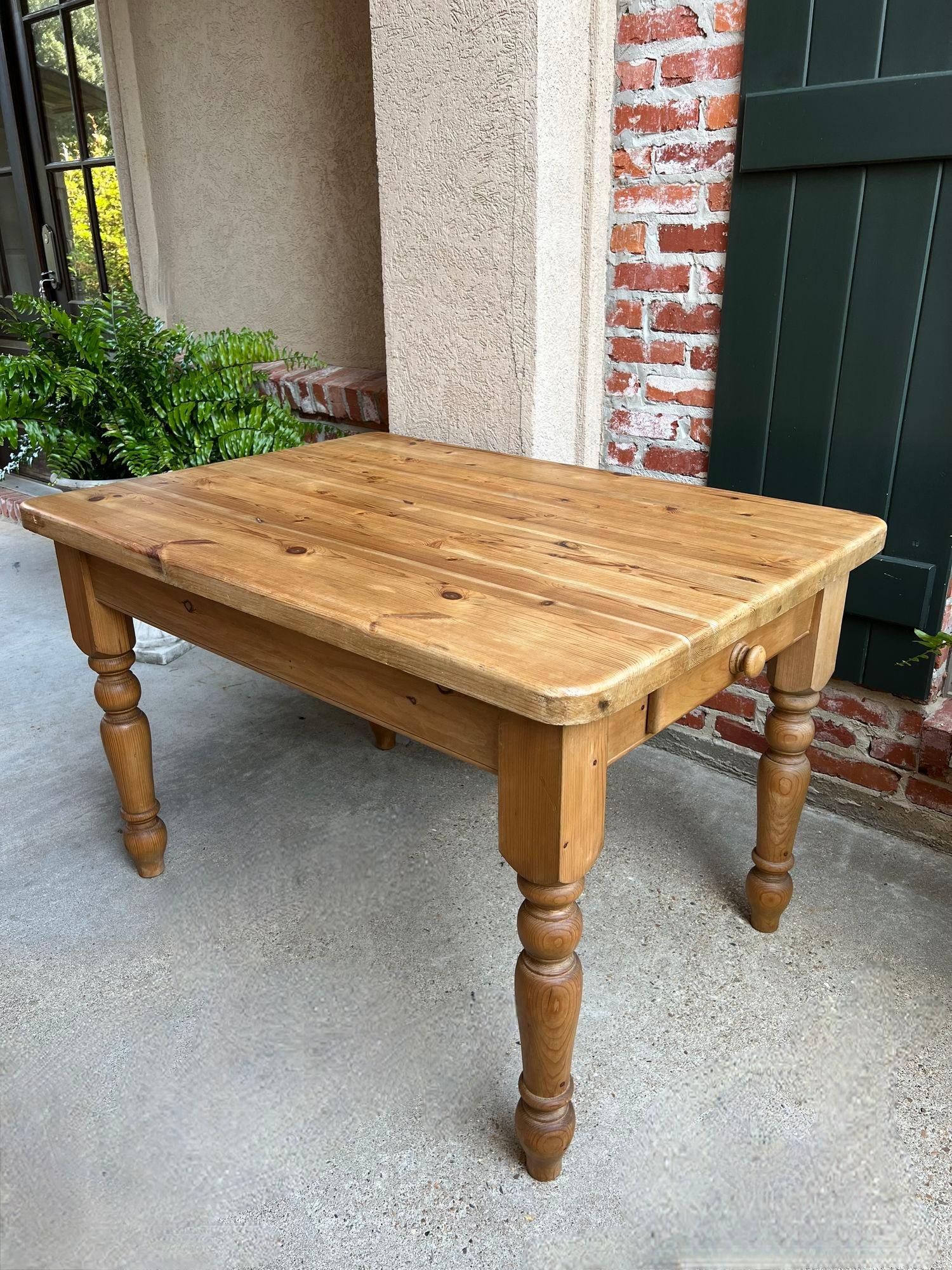 Vintage English Pine Farm Table Kitchen Island Sofa Table Farmhouse Country For Sale 7