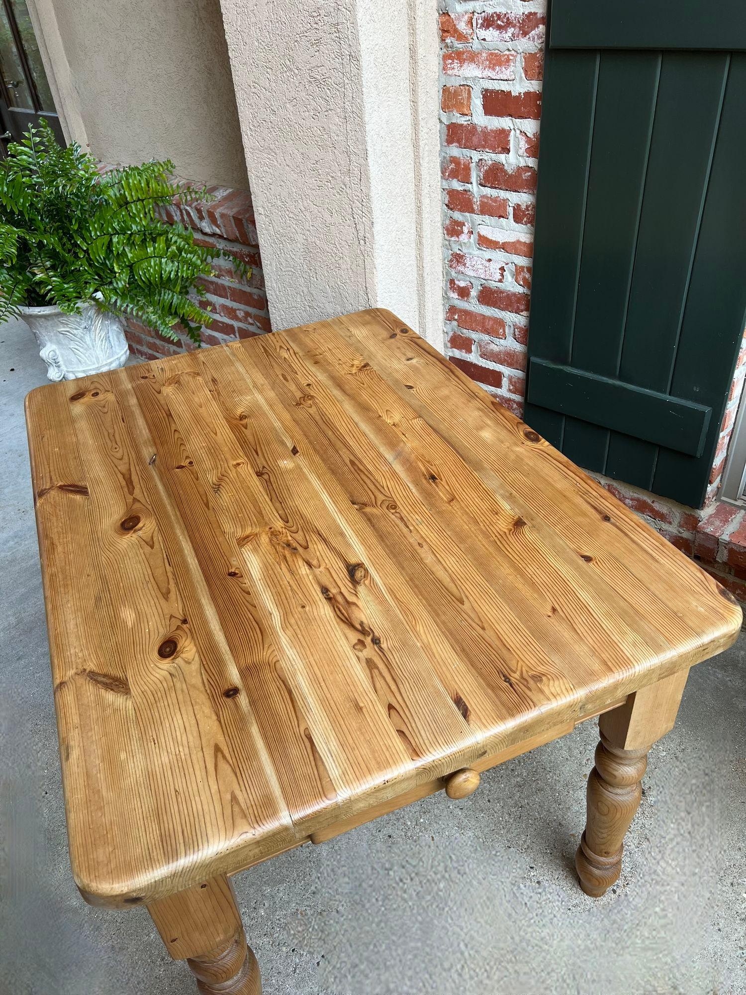 Vintage English Pine Farm Table Kitchen Island Sofa Table Farmhouse Country For Sale 9