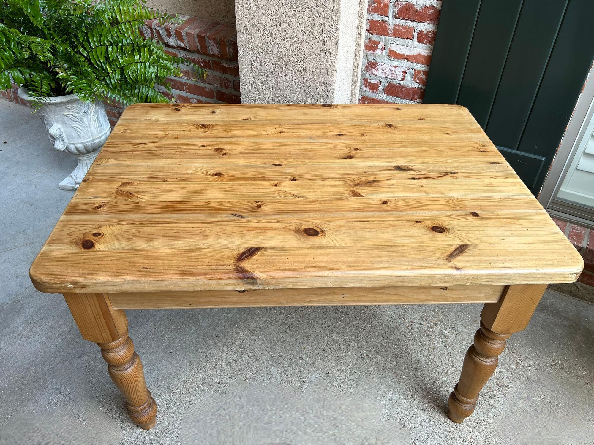 Vintage English Pine Farm Table Kitchen Island Sofa Table Farmhouse Country For Sale 14