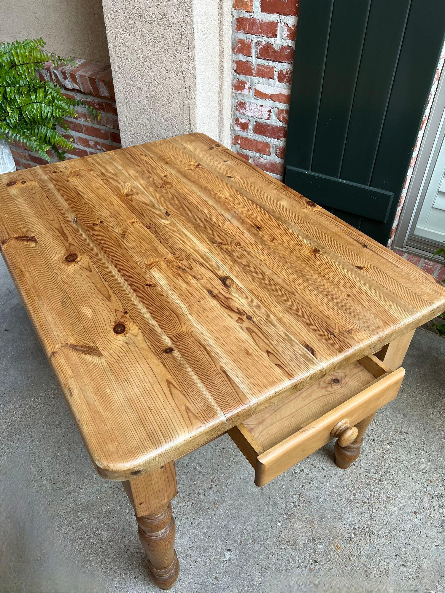 Vintage English Pine Farm Table Kitchen Island Sofa Table Farmhouse Country For Sale 2