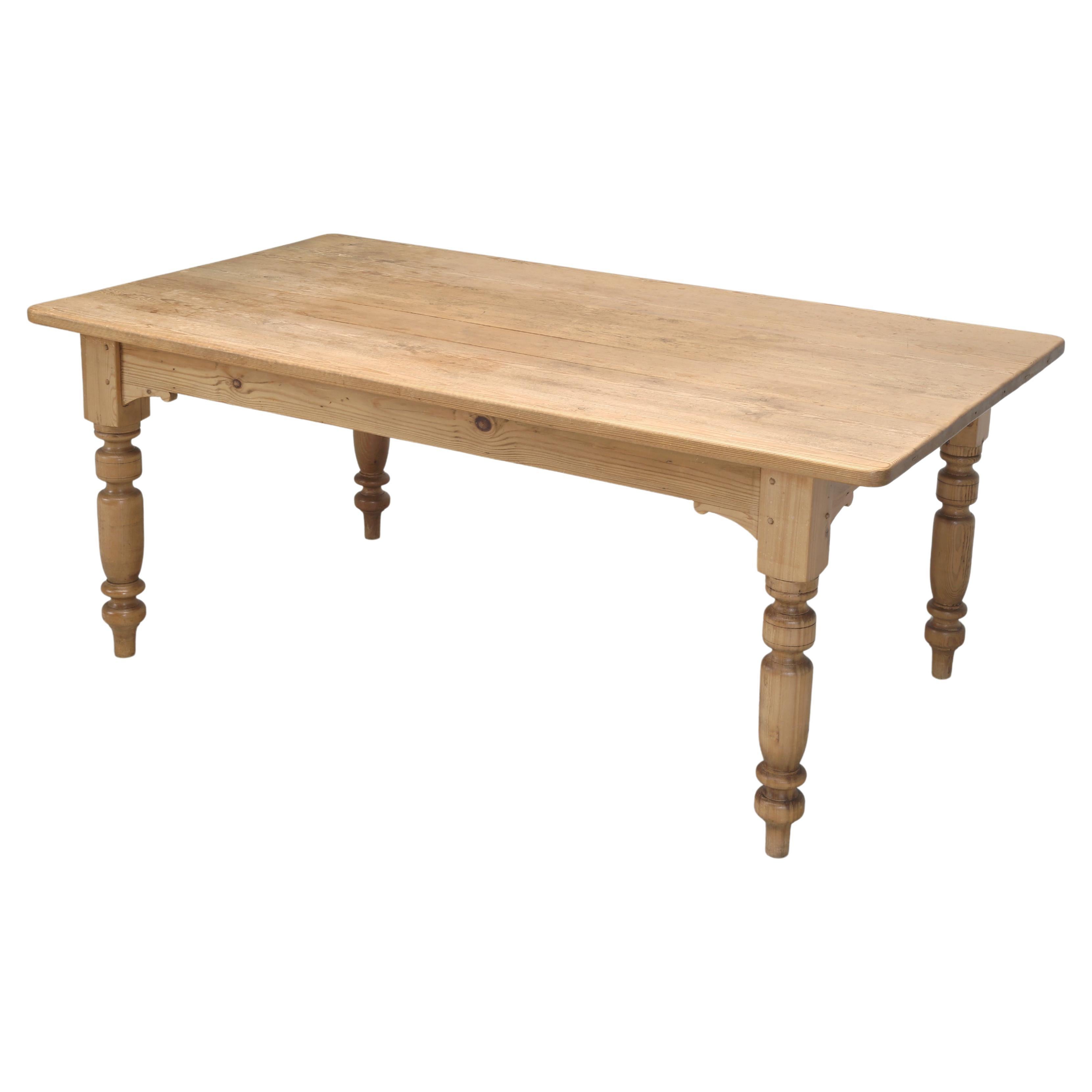 Vintage English Pine Farm Table or Kitchen Table Made from Reclaimed Pine in UK
