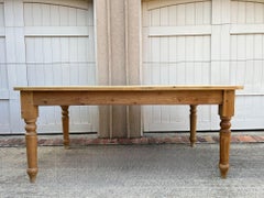 Vintage English Pine Farmhouse Dining Table Refectory Country Kitchen Island