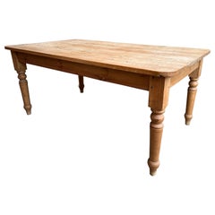 Vintage English Pine Farmhouse Dining Table Refectory Country Kitchen Island