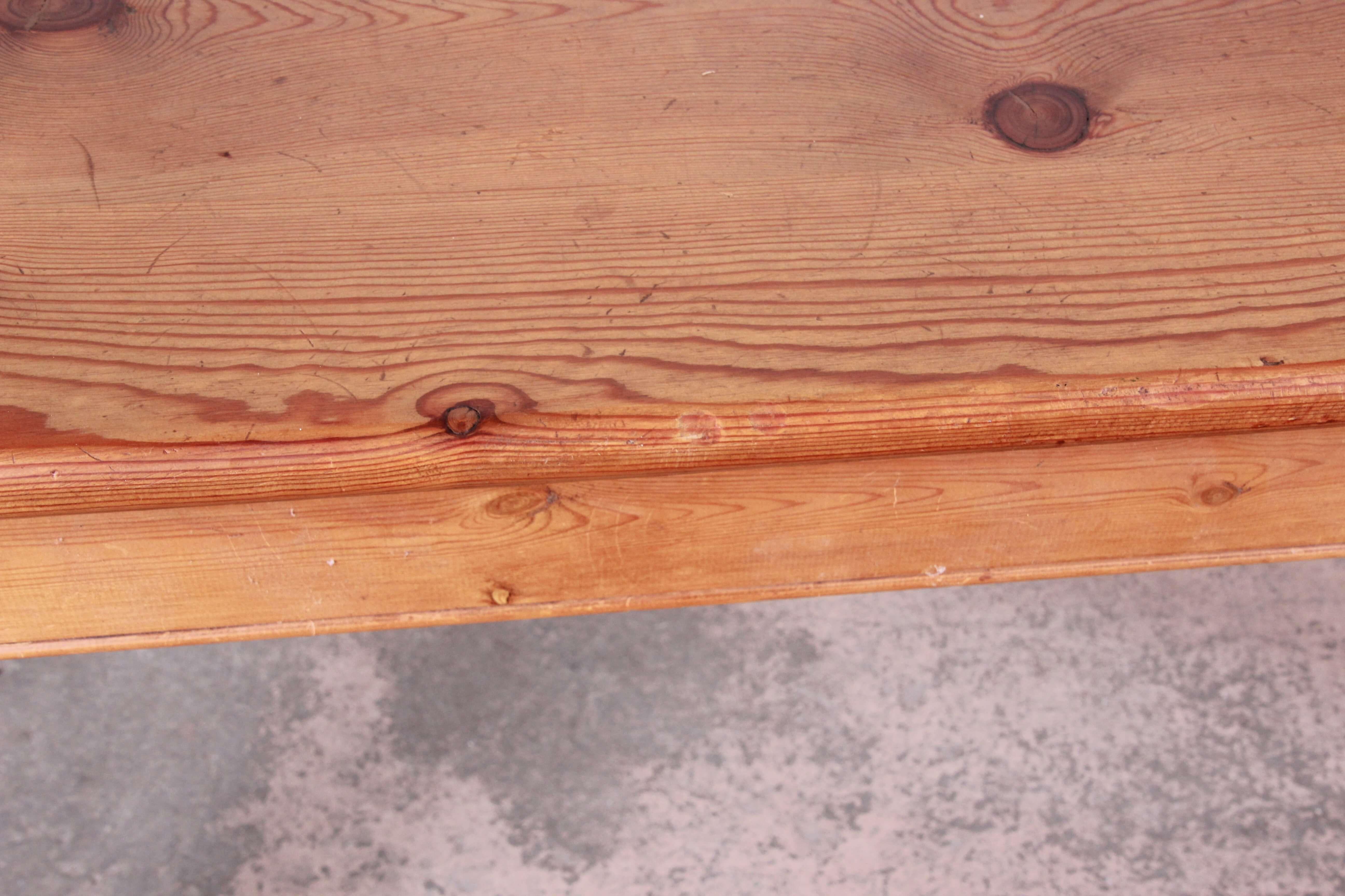 Mid-20th Century Vintage English Pine Harvest Table