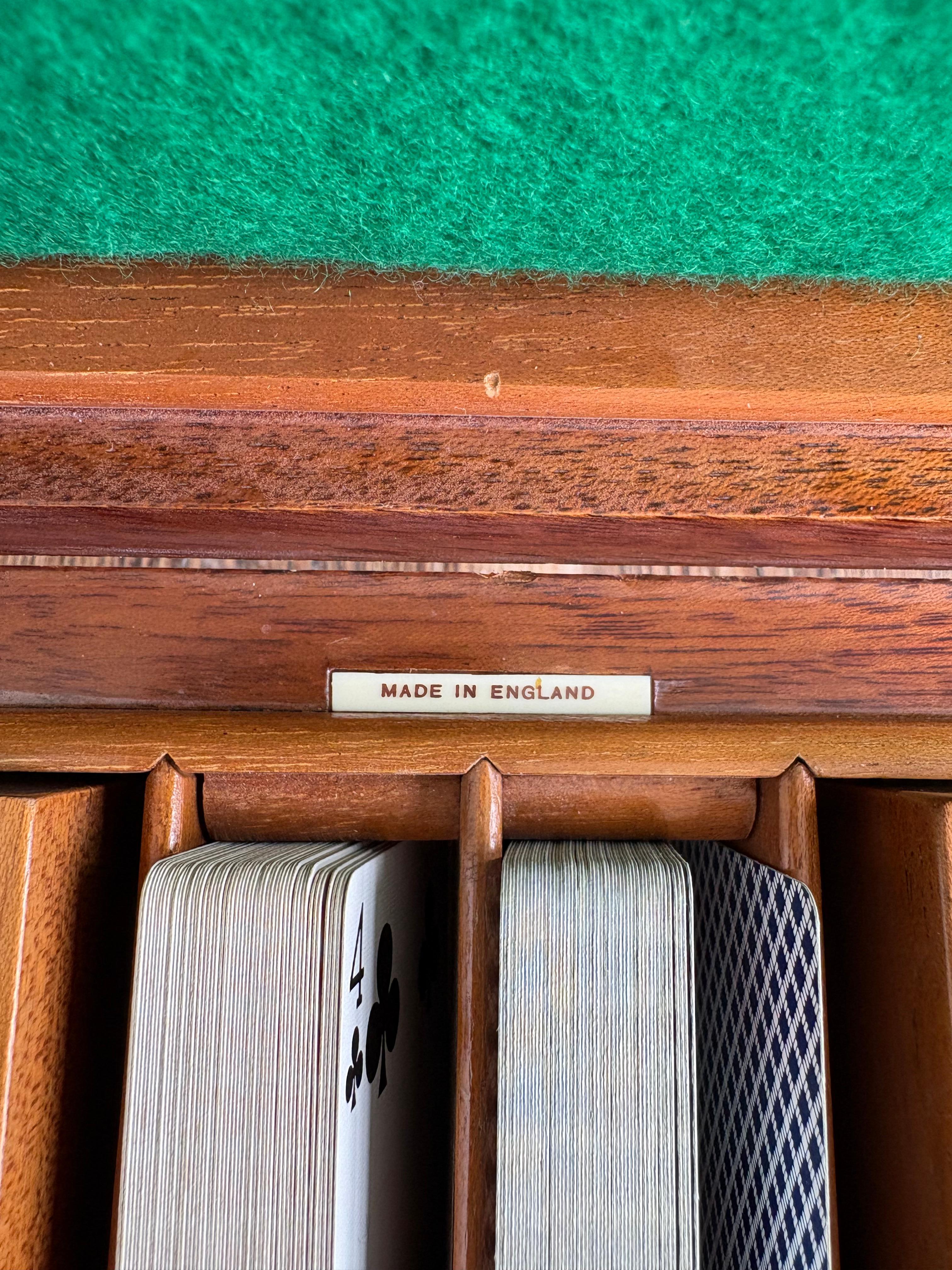 Vintage English Poker Game Set in a Burl Box For Sale 1