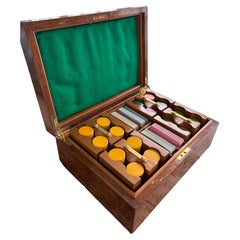 Englisches Poker-Spielset in einer Wurzelholzschachtel, Vintage