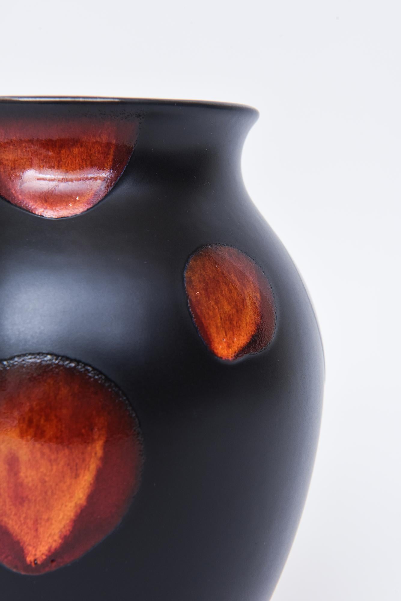 Mid-Century Modern Vintage English Poole Ceramic Red and Black Abstract Vase For Sale
