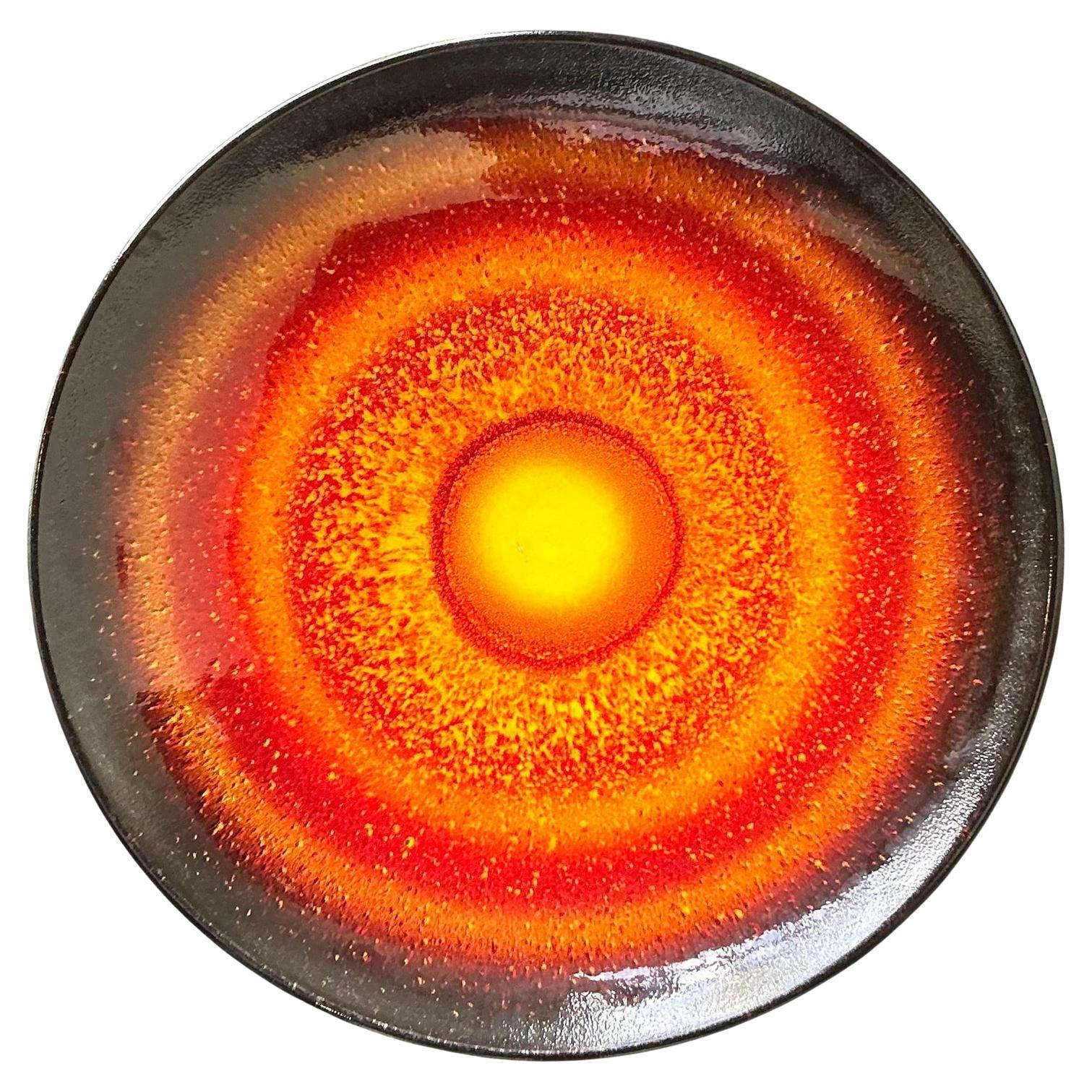 Vintage English Poole Glazed Ceramic Platter For Sale