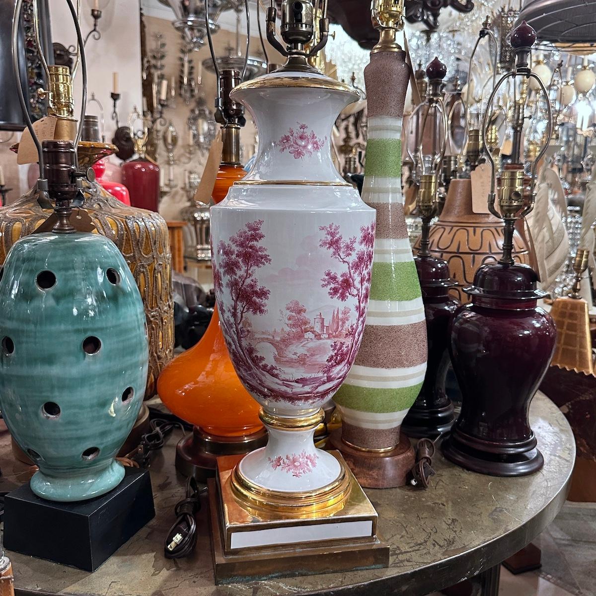 Vintage English Porcelain Lamp For Sale 2