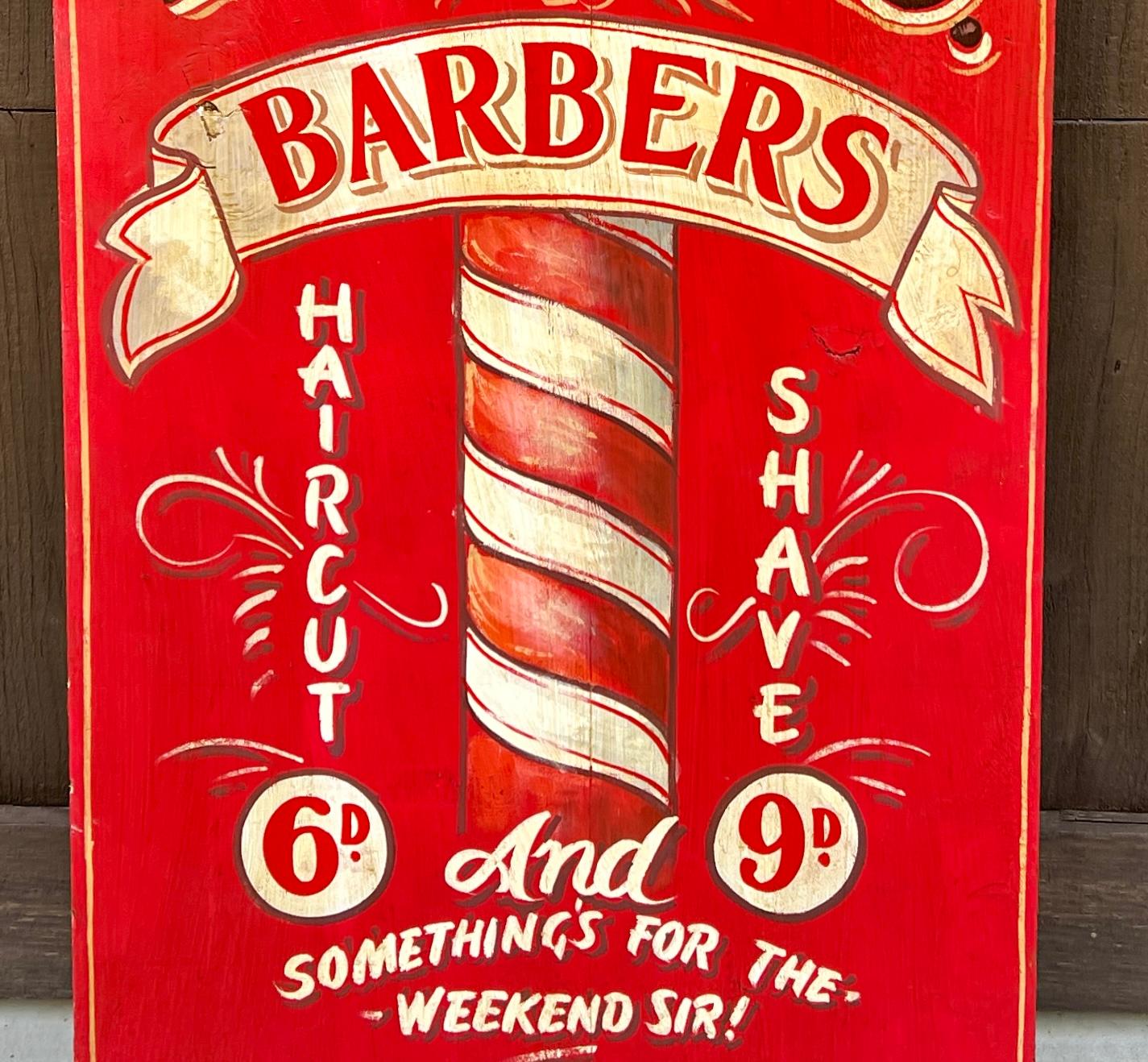 Paint Vintage English Pub Sign Artwork Barber Sign and Public Baths For Sale