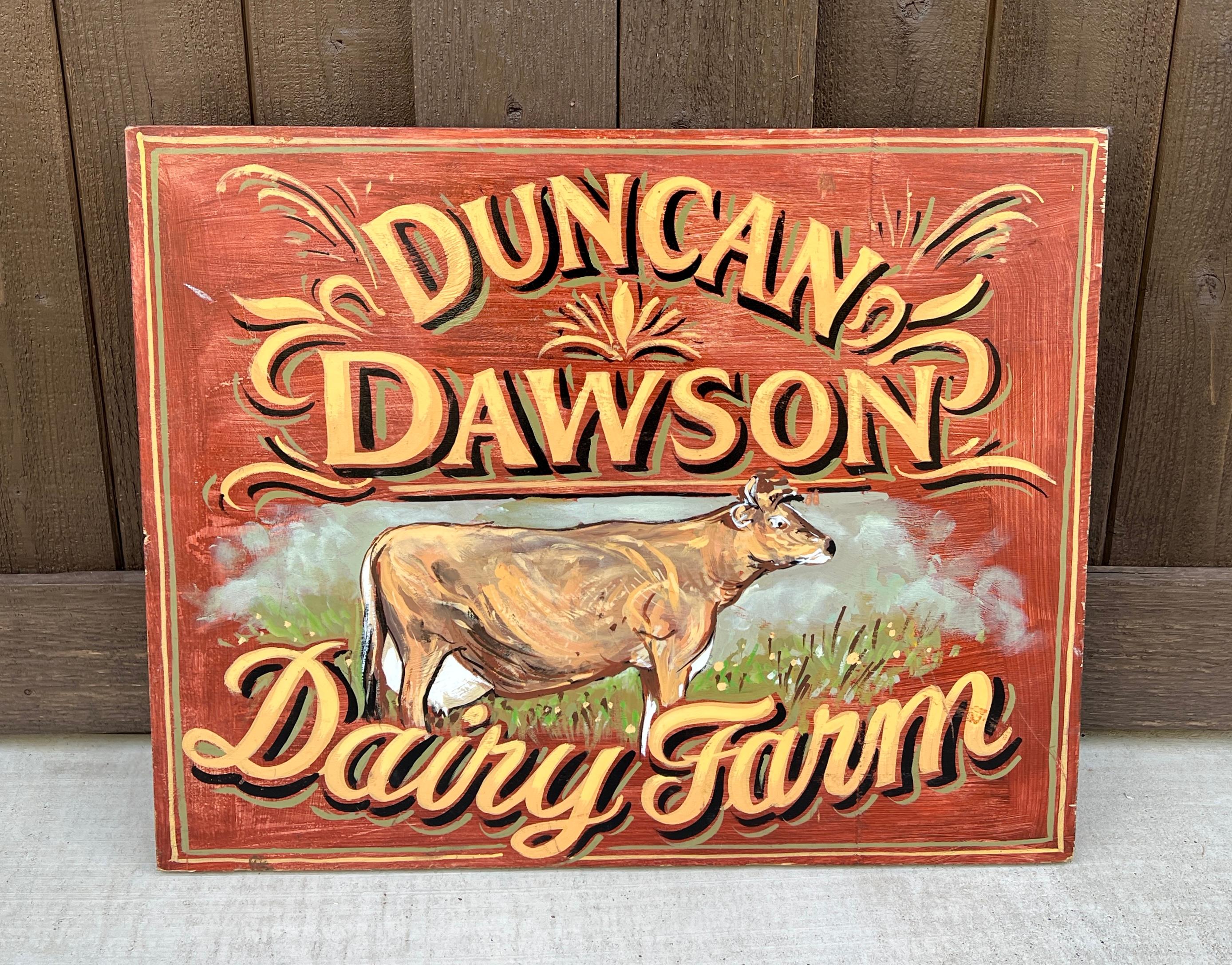  Englisch Vintage Hanging Pub Sign ~~Duncan Dawson Dairy Farm~~ Dairy Cow

21
