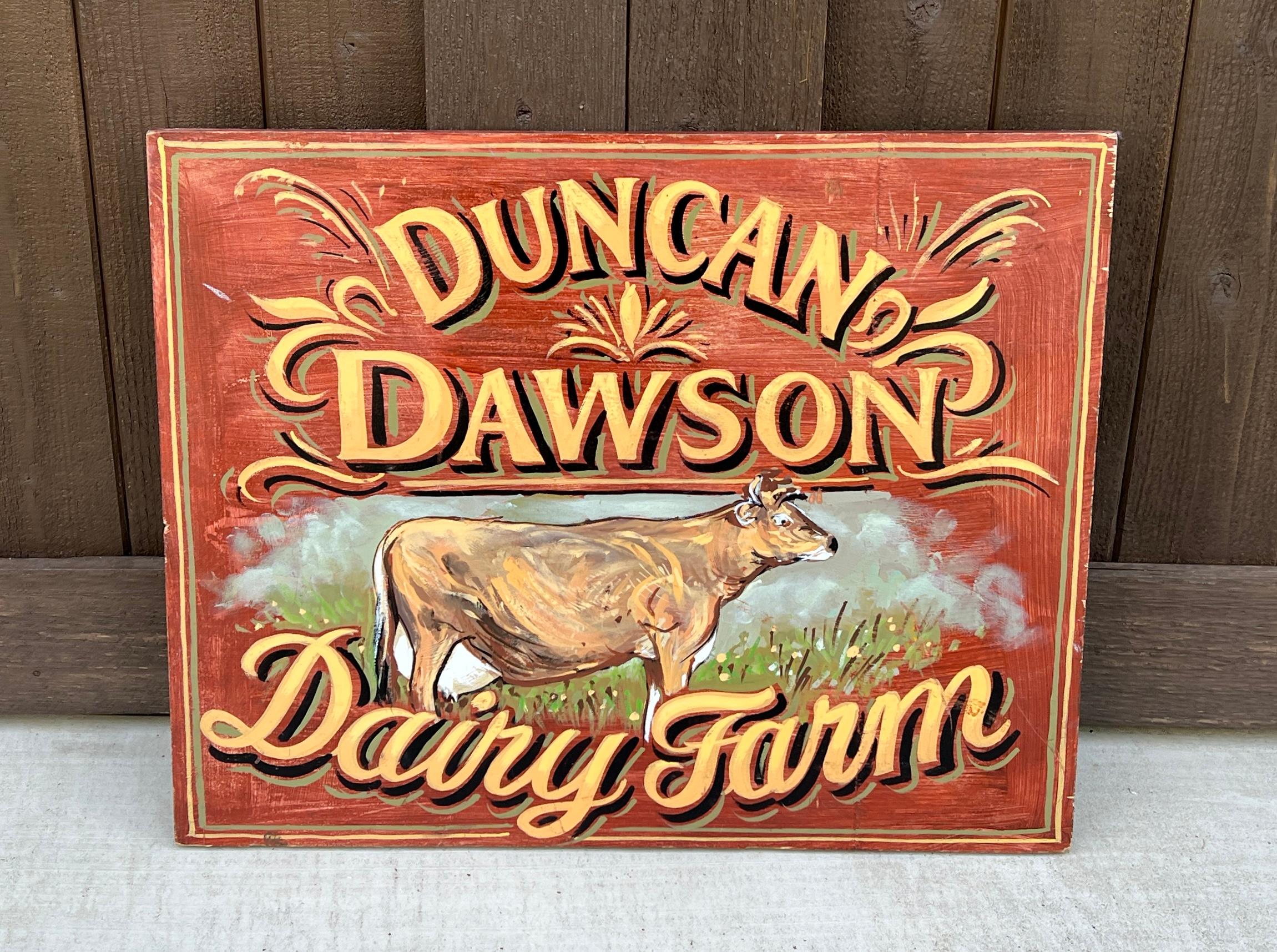Englisches Pub-Schild-Kunstwerk Duncan Dawson, Dairy Farm, Vintage (20. Jahrhundert) im Angebot