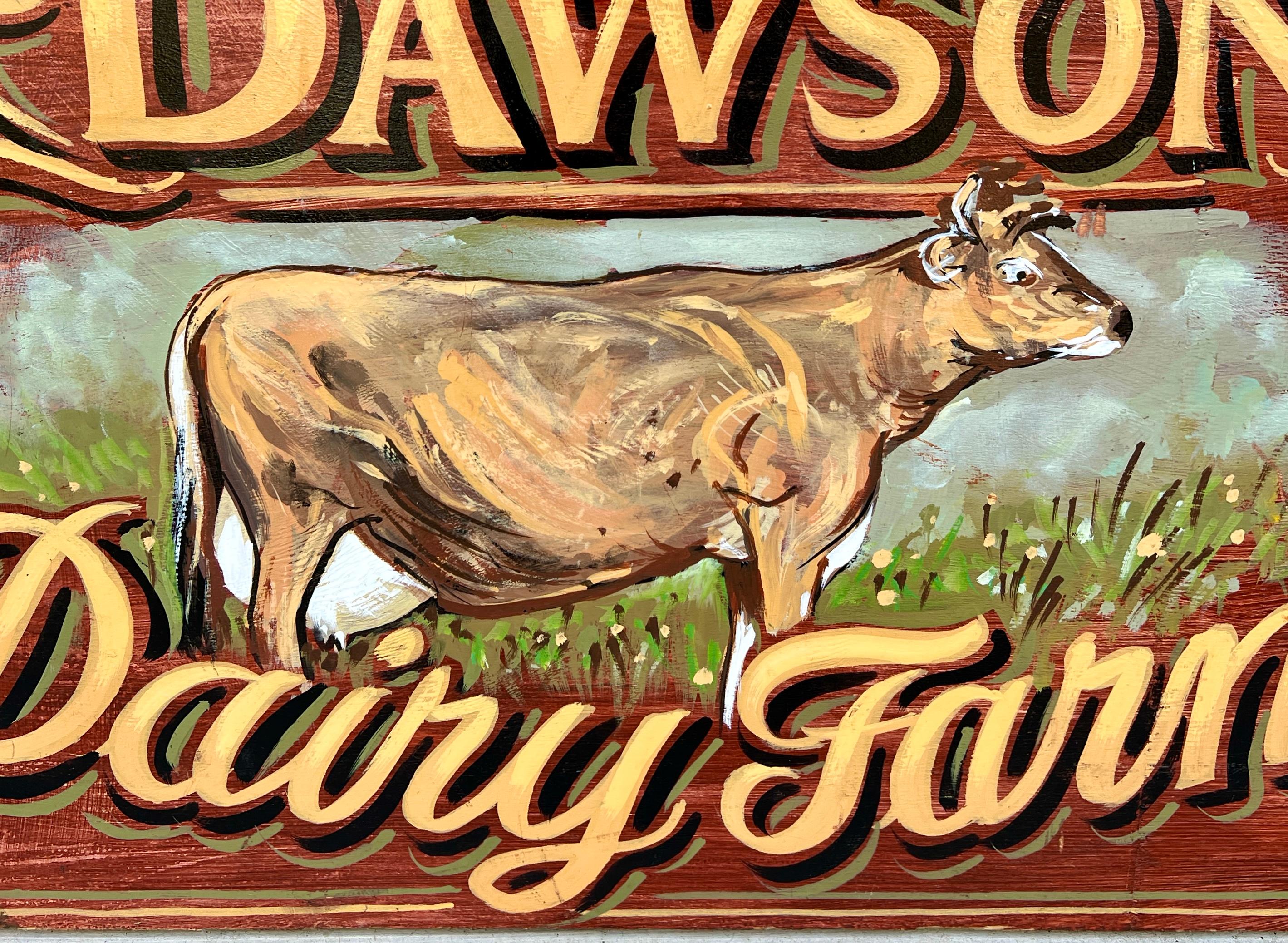 Englisches Pub-Schild-Kunstwerk Duncan Dawson, Dairy Farm, Vintage (Holz) im Angebot