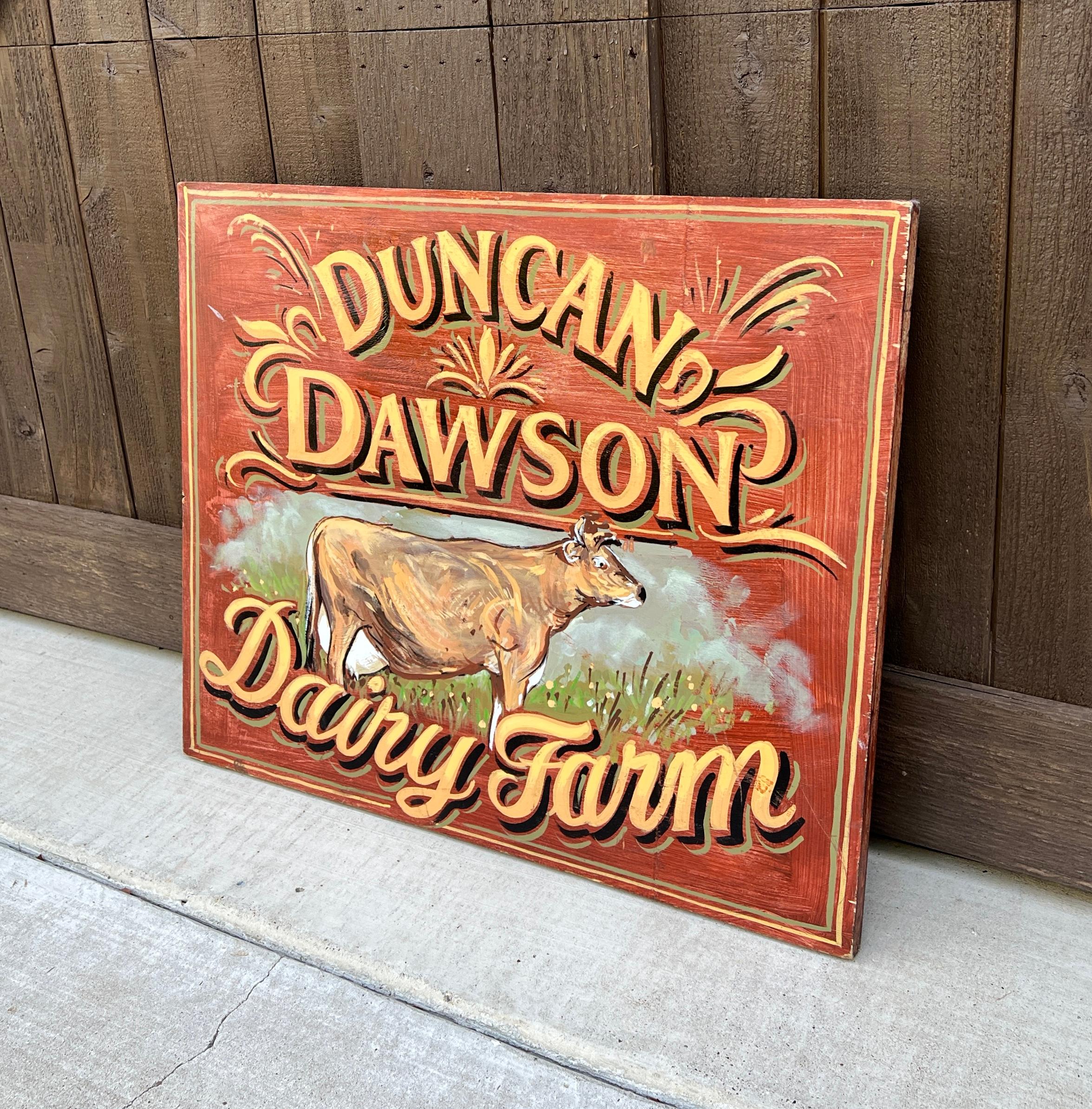 Englisches Pub-Schild-Kunstwerk Duncan Dawson, Dairy Farm, Vintage im Angebot 1