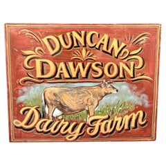 Insegna di un pub inglese d'epoca, opera d'arte della fattoria da latte Duncan Dawson