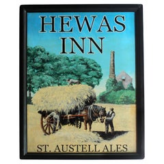 Vintage English Pub Sign for the "Hewas Inn"