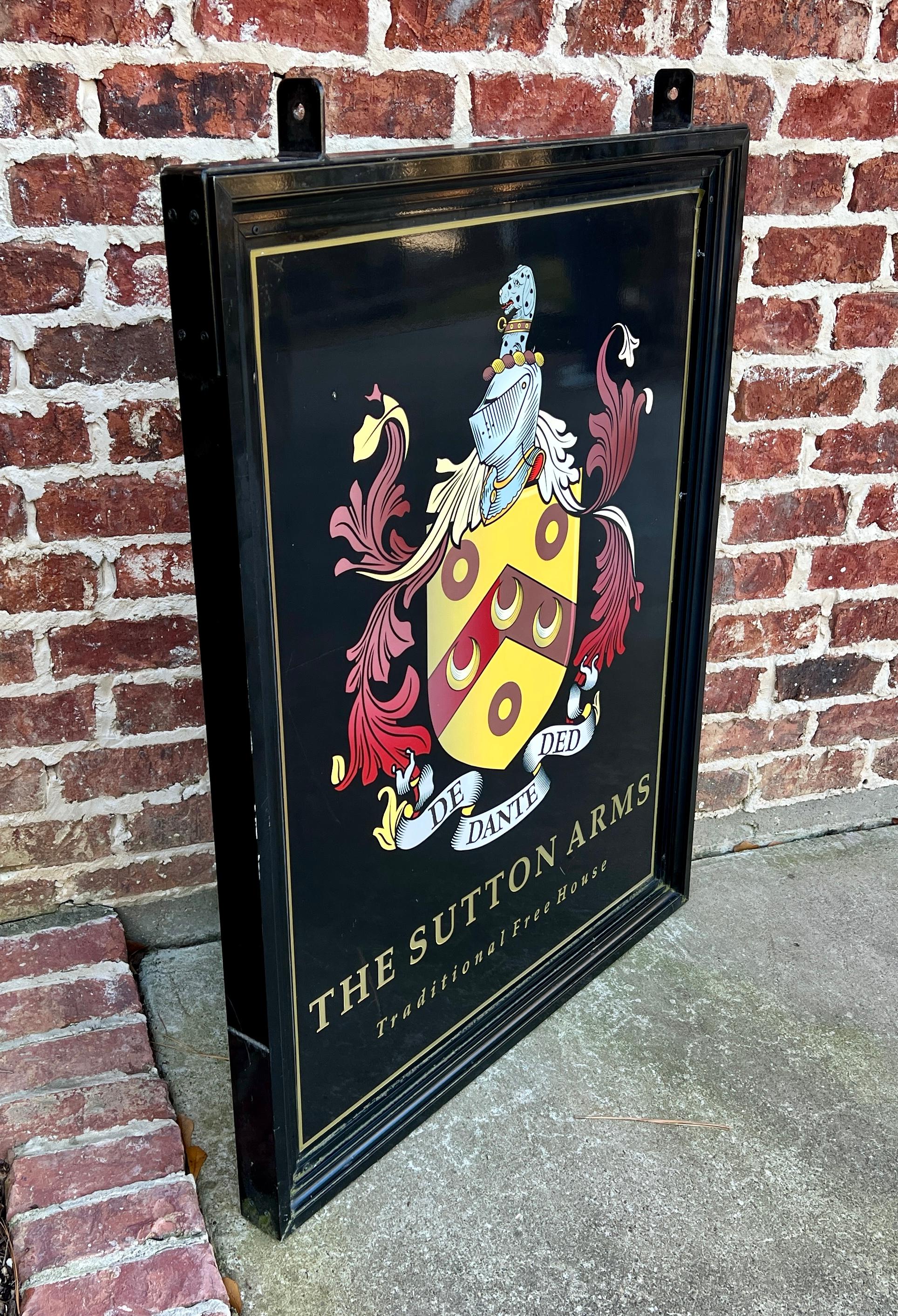 Vintage English Pub Sign Metal Double Sided Sutton Arms Traditional Free House For Sale 6