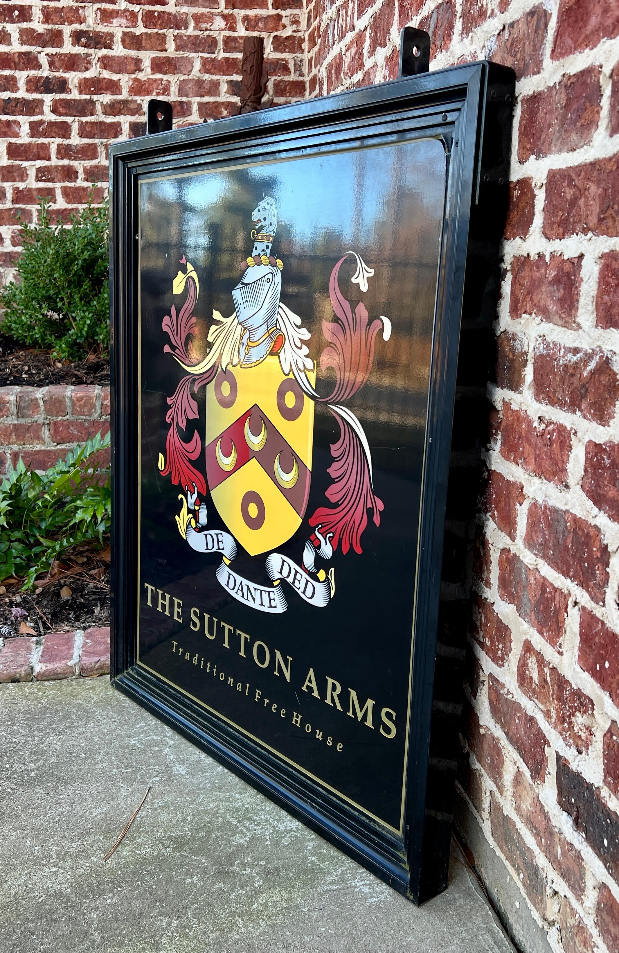 Vintage English Pub Sign Metal Double Sided Sutton Arms Traditional Free House For Sale 8