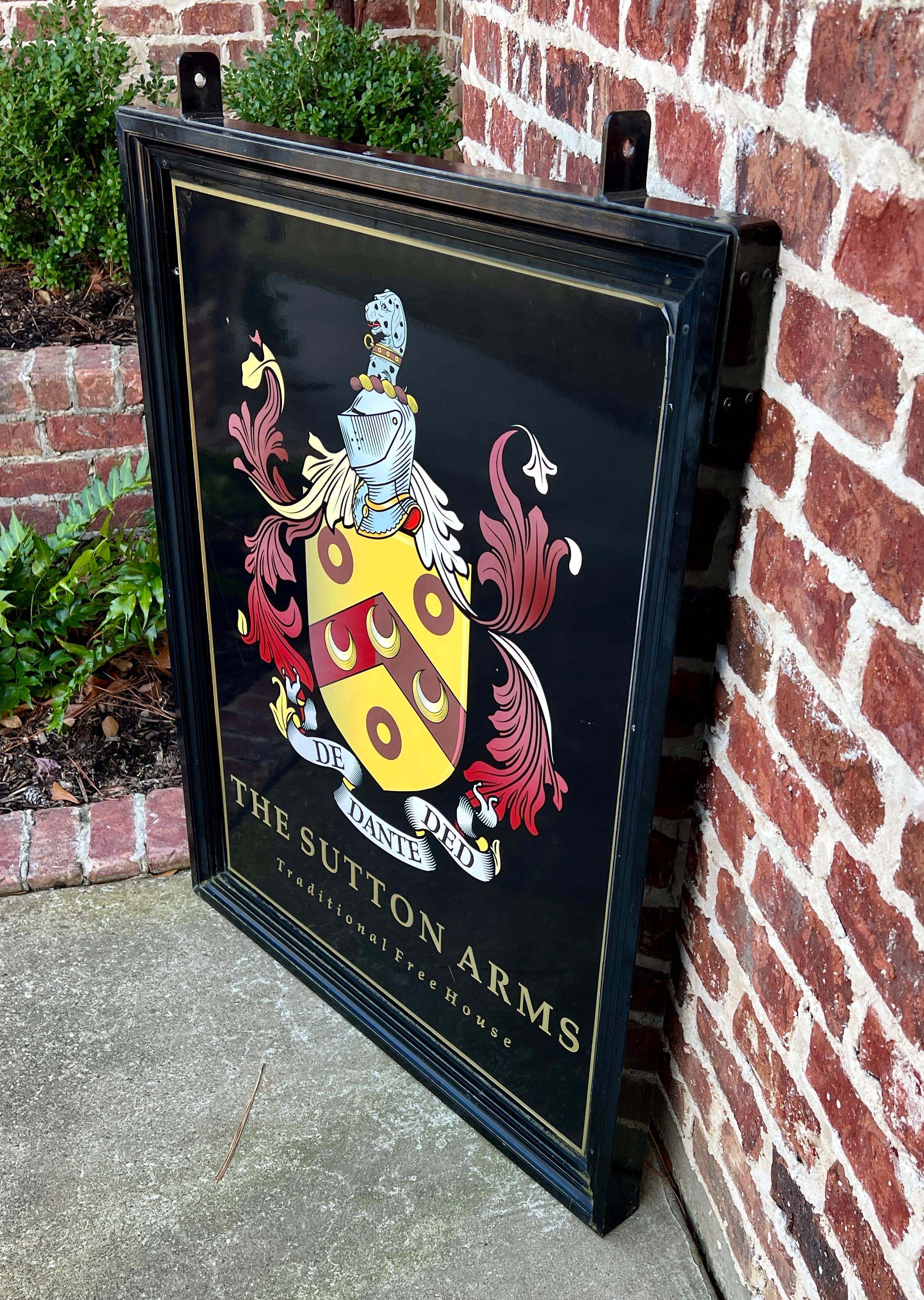 Vintage English Pub Sign Metal Double Sided Sutton Arms Traditional Free House For Sale 9