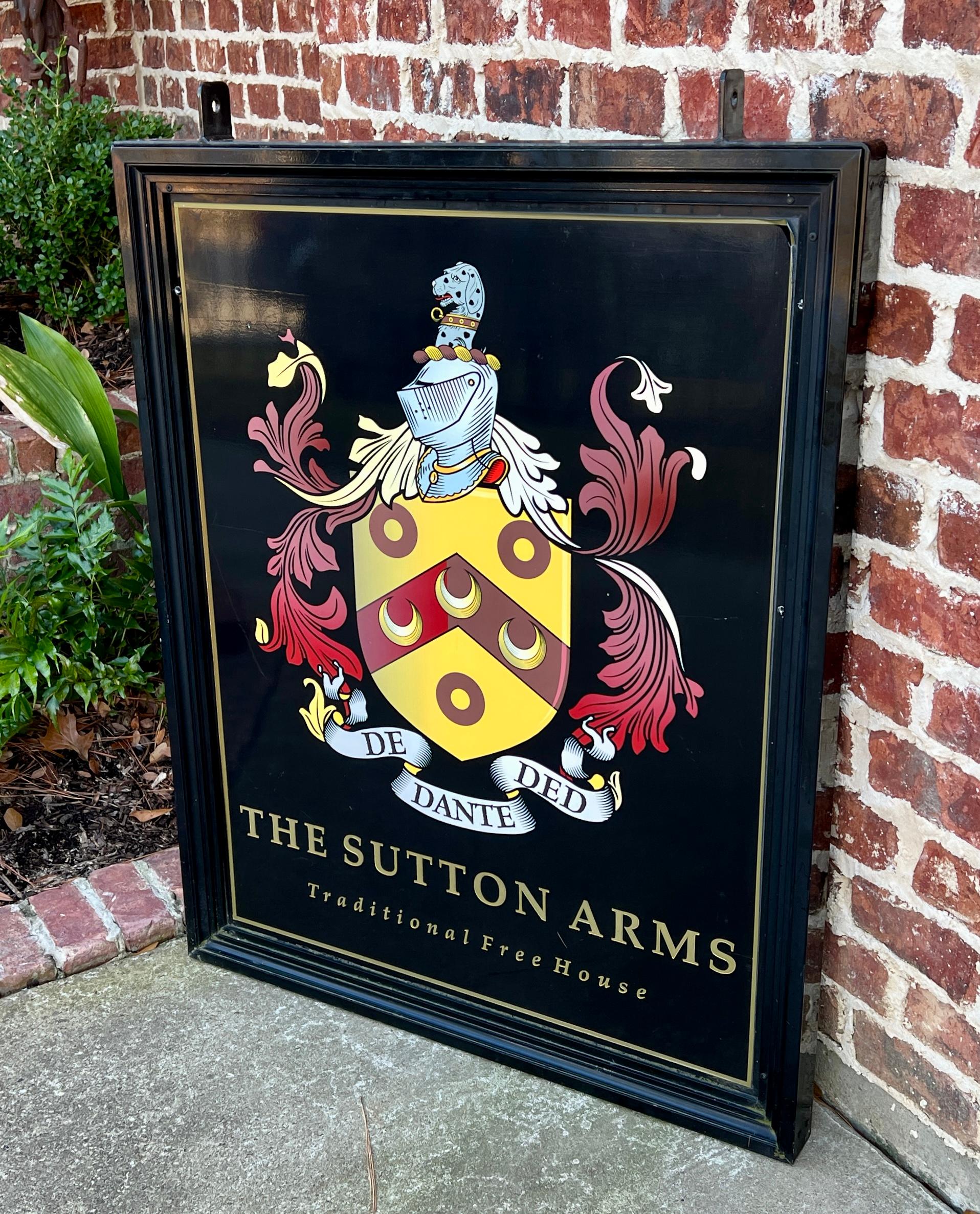 Vintage English Pub Sign Metal Double Sided Sutton Arms Traditional Free House For Sale 10
