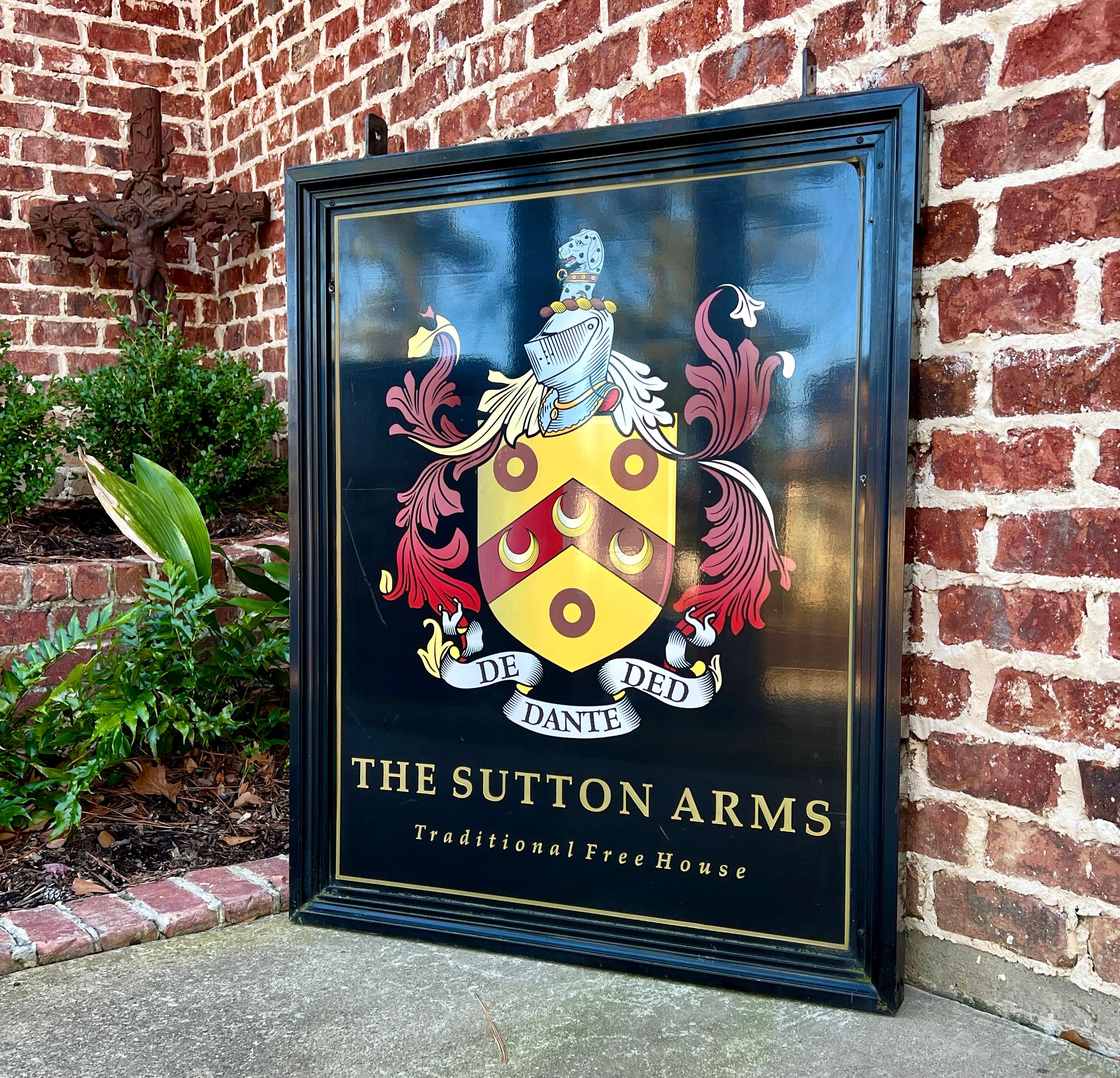 Vintage English Pub Sign Metal Double Sided Sutton Arms Traditional Free House For Sale 11