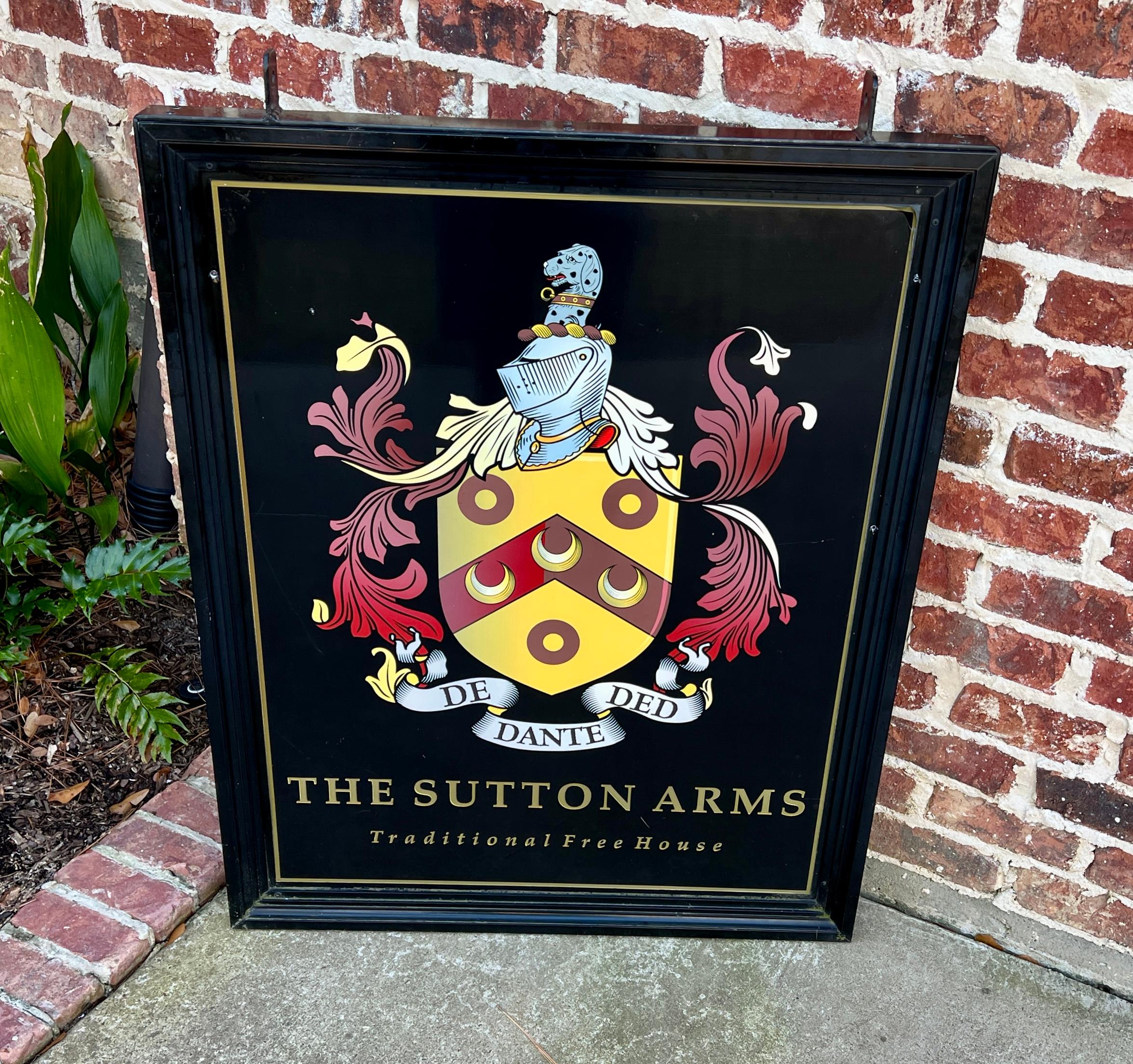 Vintage English Pub Sign Metal Double Sided Sutton Arms Traditional Free House For Sale 12