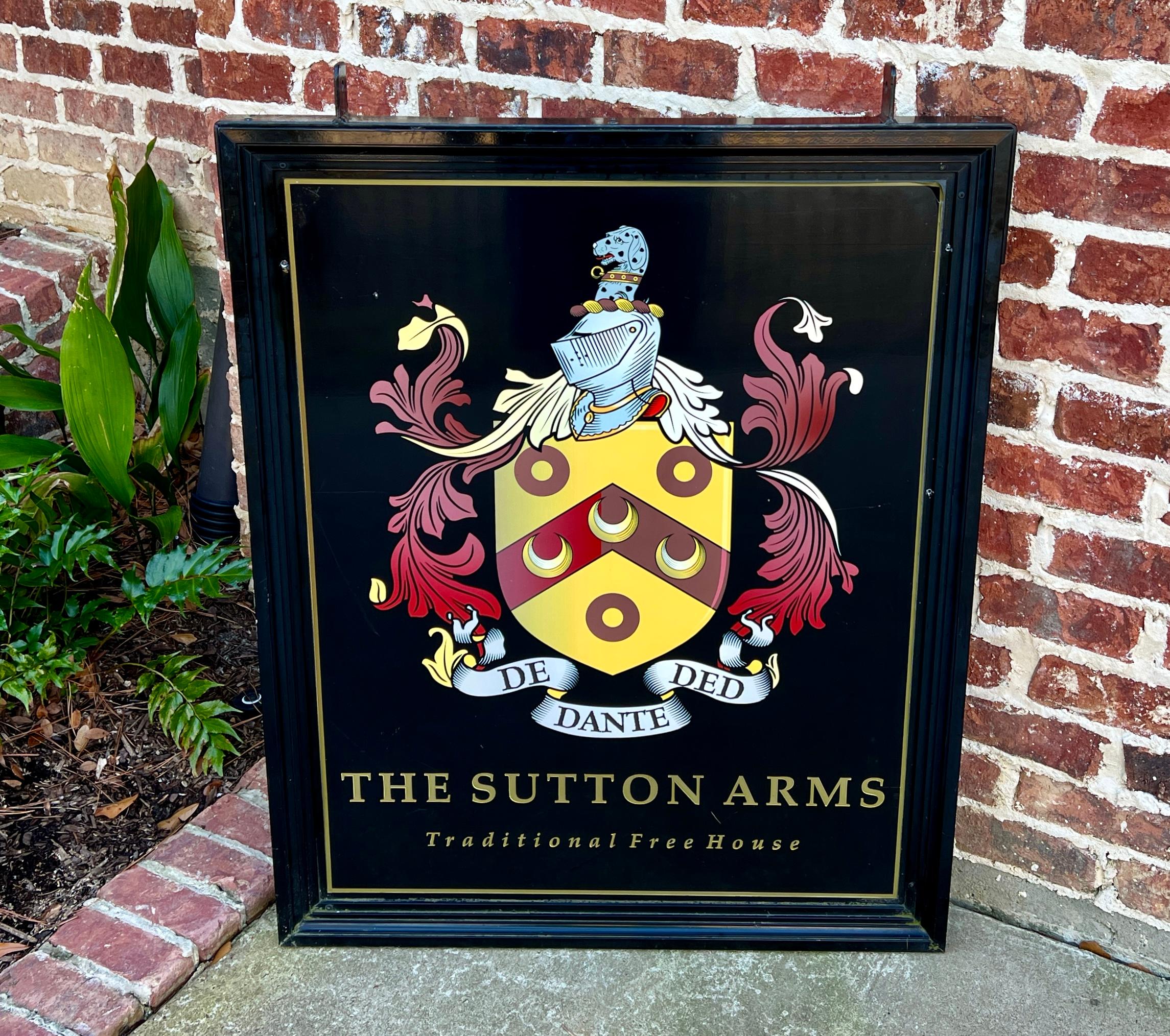 Vintage English Pub Sign Metal Double Sided Sutton Arms Traditional Free House For Sale 13