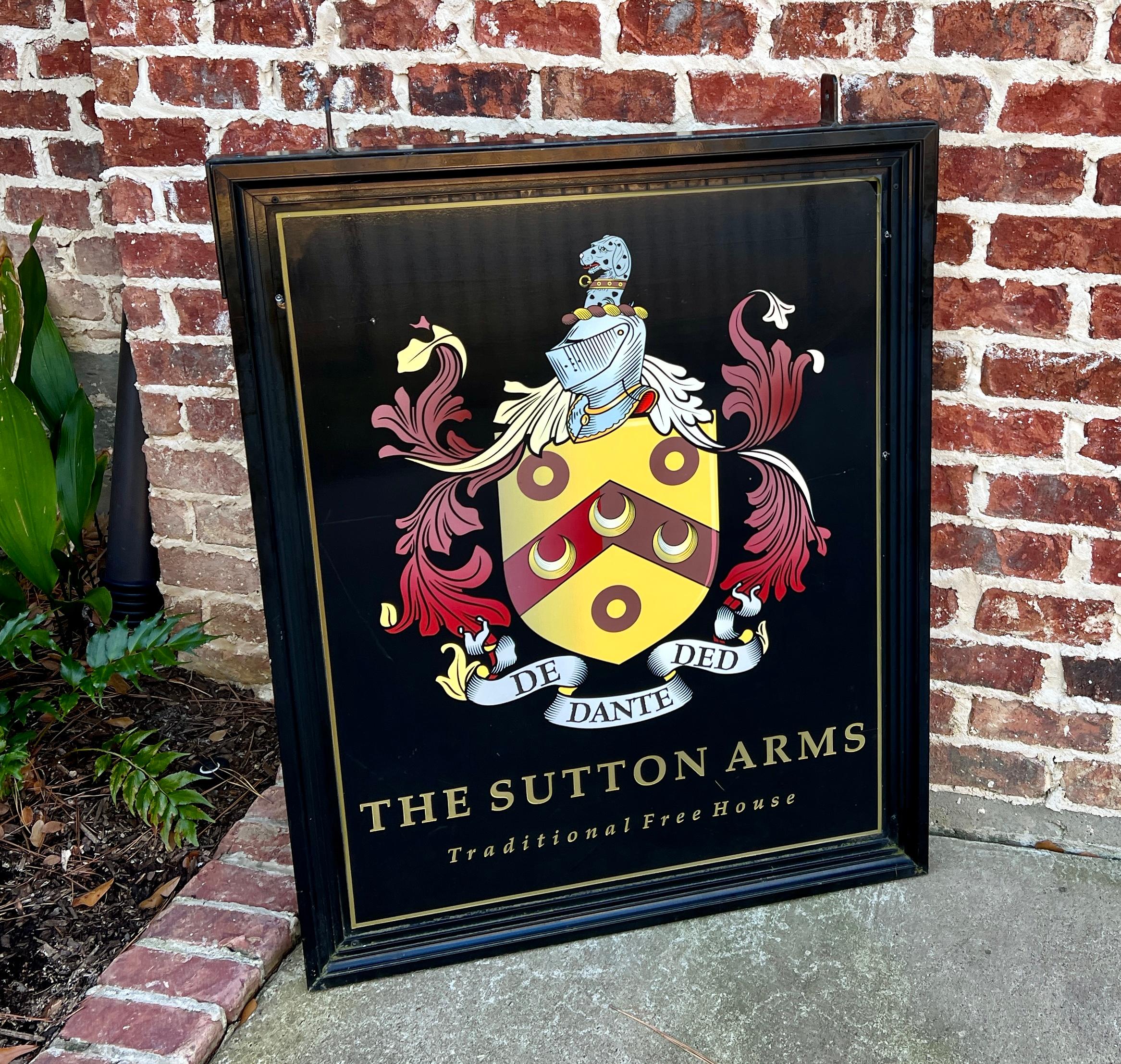Vintage English Pub Sign Metal Double Sided Sutton Arms Traditional Free House For Sale 14