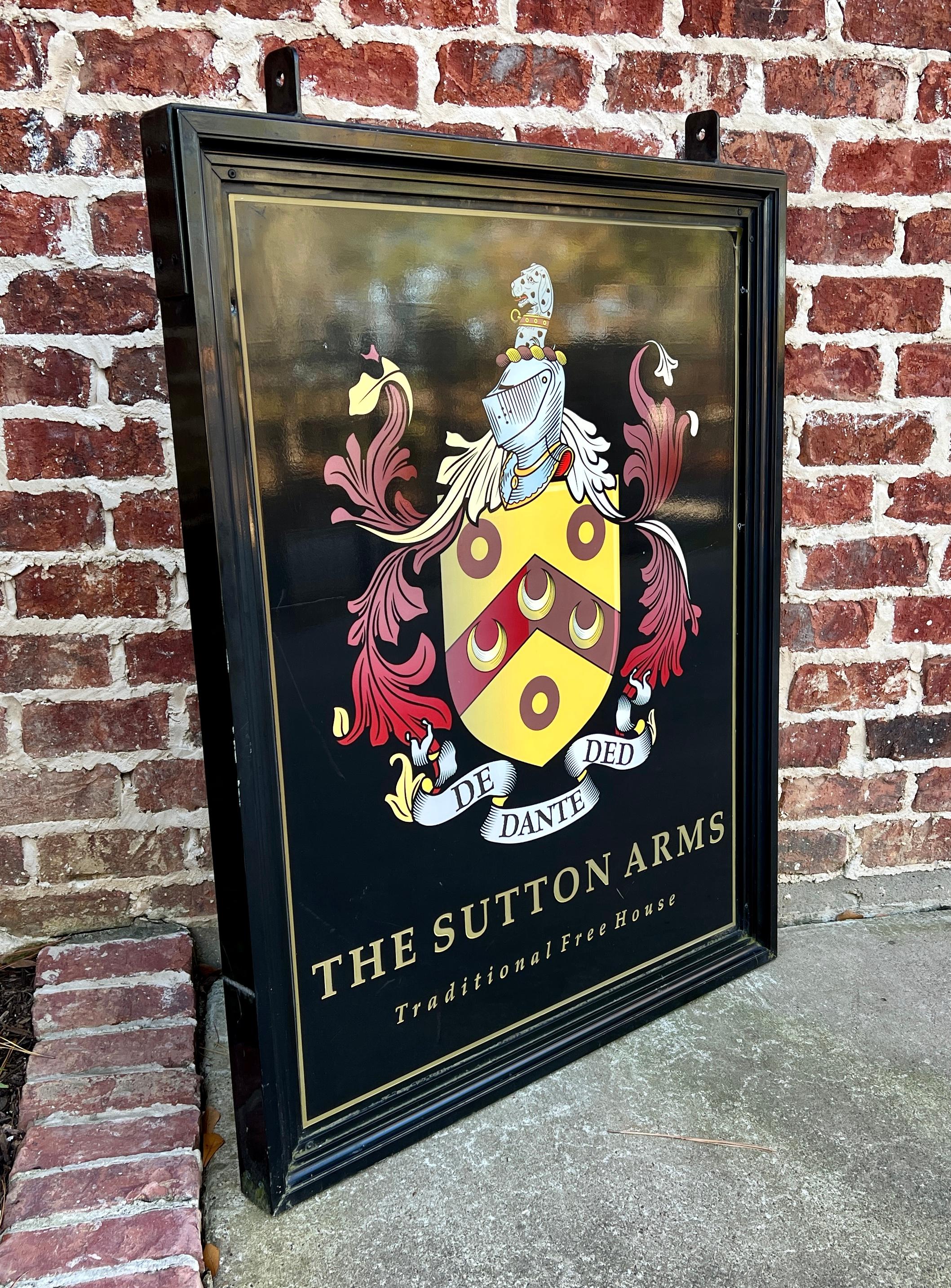 Vintage English Pub Sign Metal Double Sided Sutton Arms Traditional Free House For Sale 15