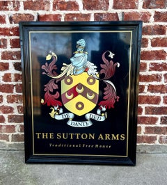 Vintage English Pub Sign Metal Double Sided Sutton Arms Traditional Free House