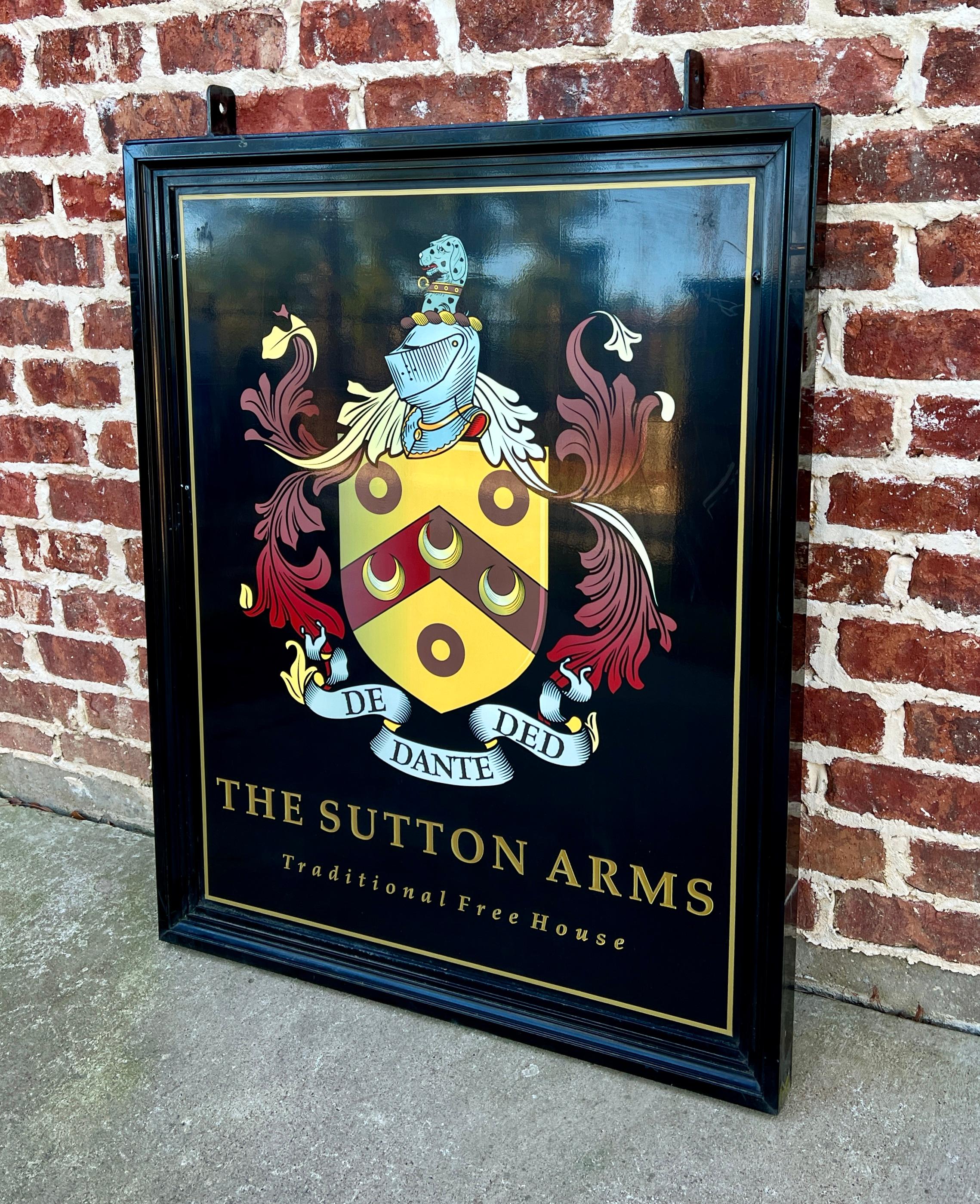 Vintage English Pub Sign Metal Double Sided Sutton Arms Traditional Free House For Sale 1