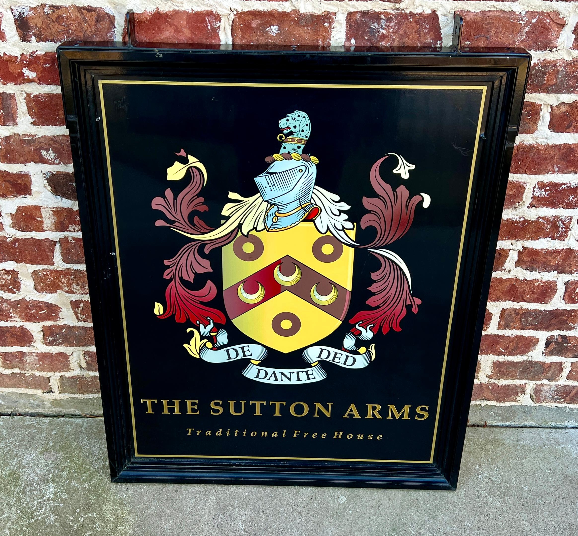 Vintage English Pub Sign Metal Double Sided Sutton Arms Traditional Free House For Sale 3