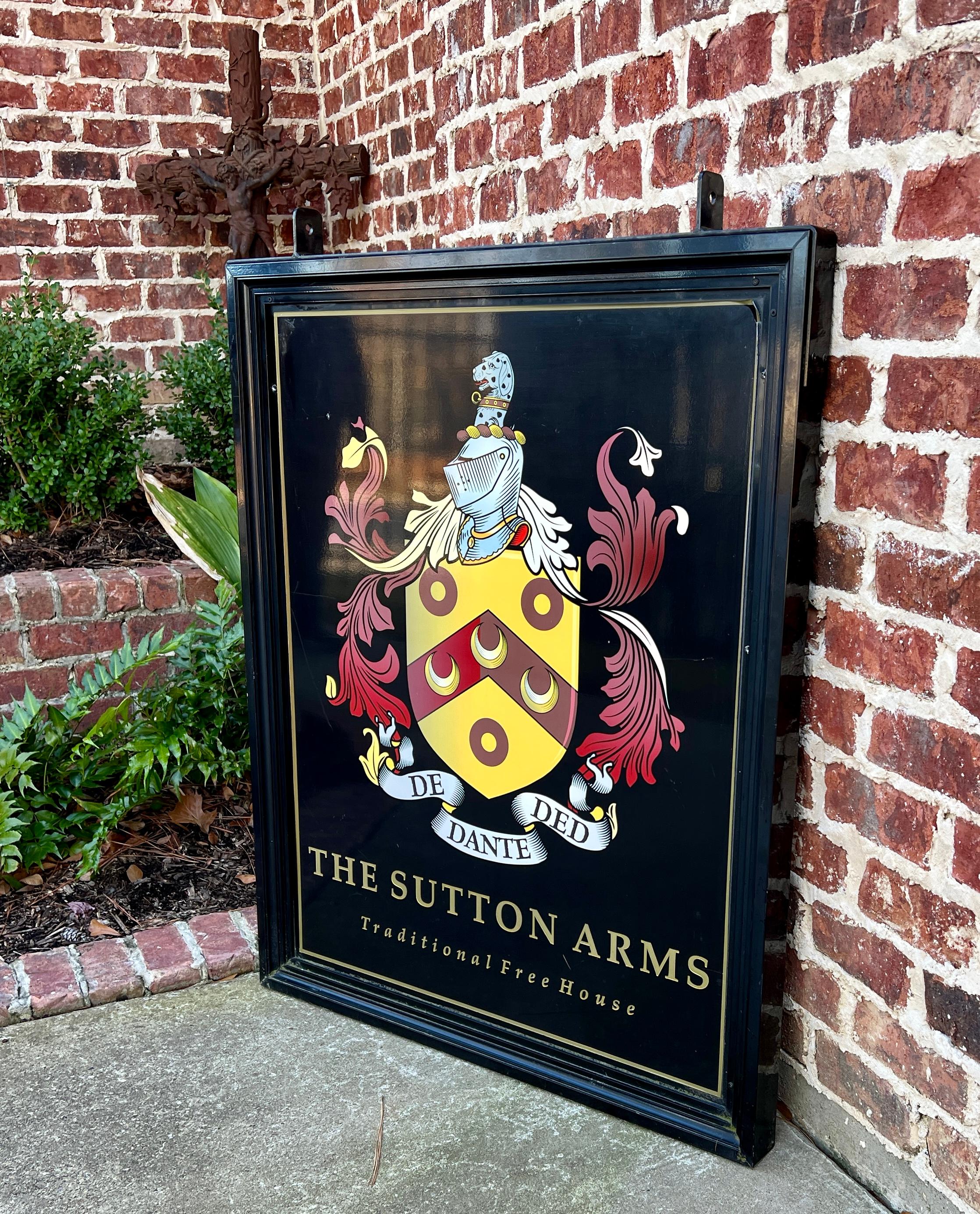 Vintage English Pub Sign Metal Double Sided Sutton Arms Traditional Free House For Sale 4