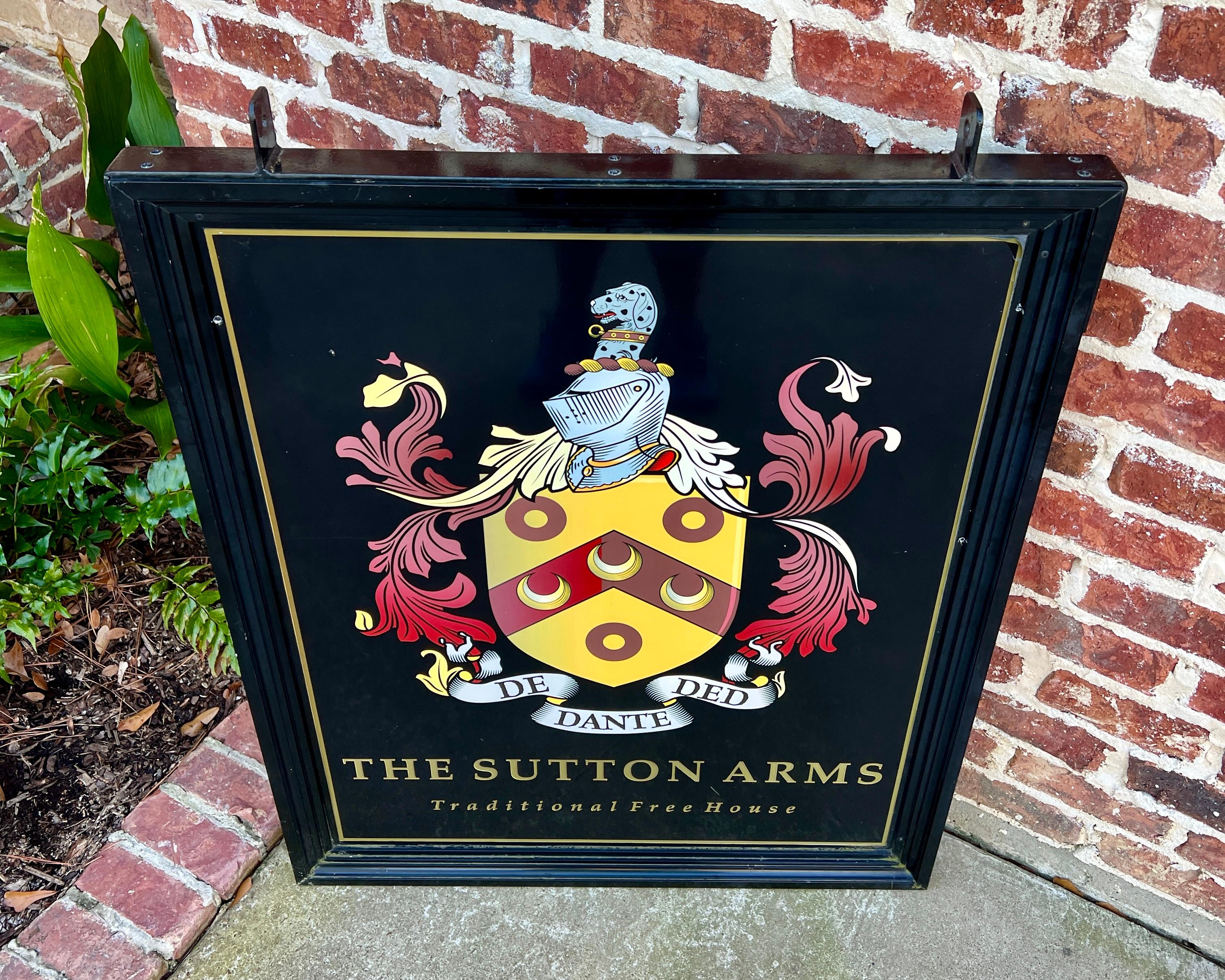 Vintage English Pub Sign Metal Double Sided Sutton Arms Traditional Free House For Sale 5