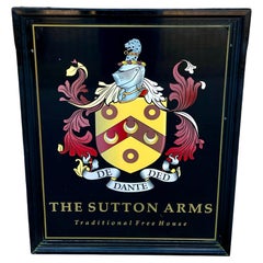 Used English Pub Sign Metal Double Sided Sutton Arms Traditional Free House
