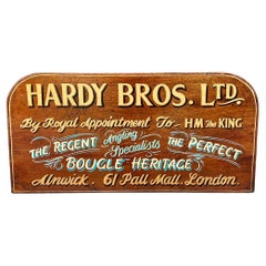 Vintage English Pub Sign Oak Hardy Bros LTD. Angling Specialists London Fly Reel
