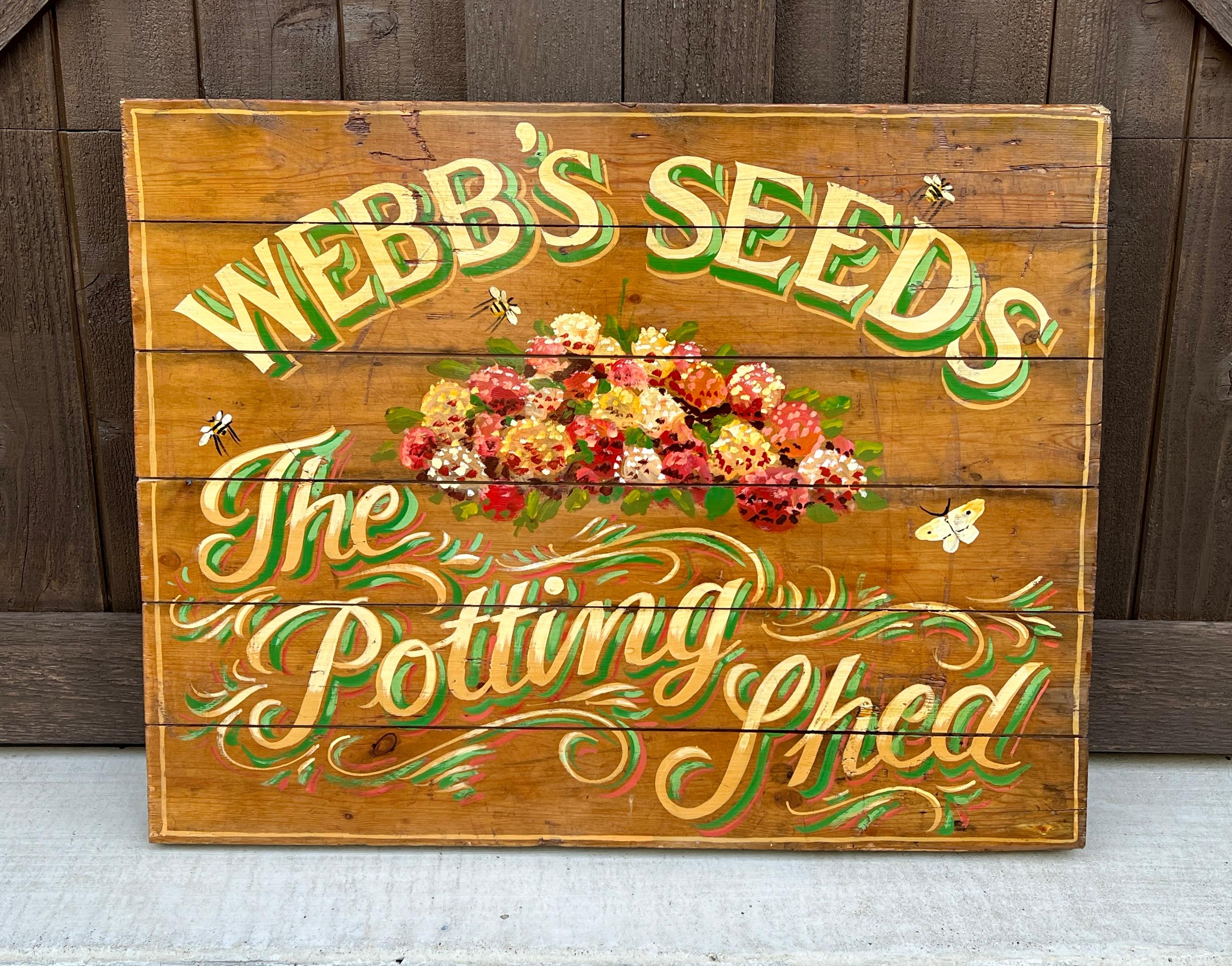 Enseigne de pub vintage suspendue ~~Webb's Seeds~~The Potting Shed~~ Butterflies & Bees

26,5