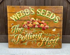 Vintage English Pub Sign She Shed Titled Webb's Seeds The Potting Shed
