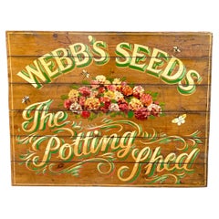 Vintage English Pub Sign She Shed Titled Webb's Seeds The Potting Shed