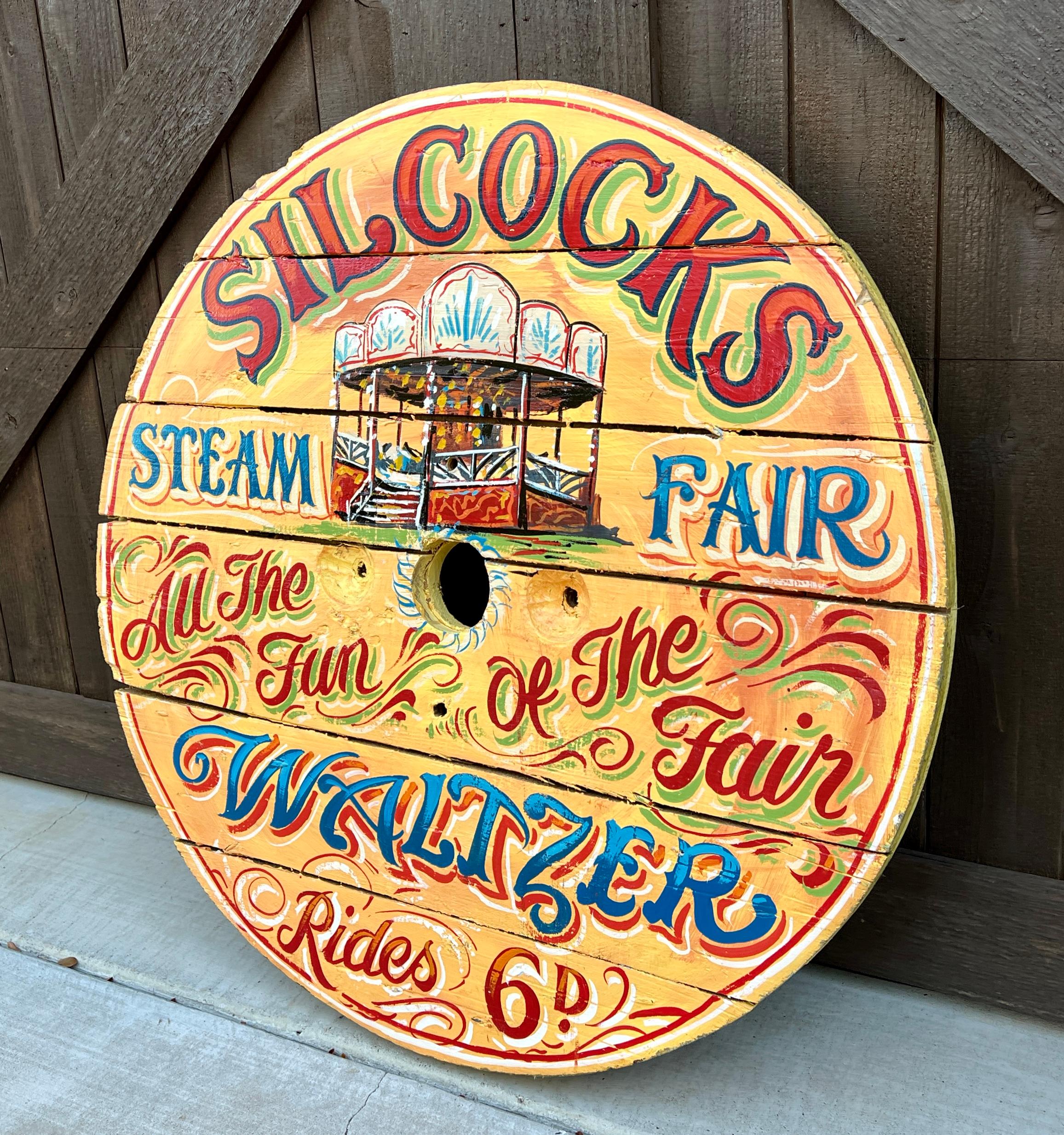 Vintage English Pub Sign Silcocks Steam Fair Waltzer 6