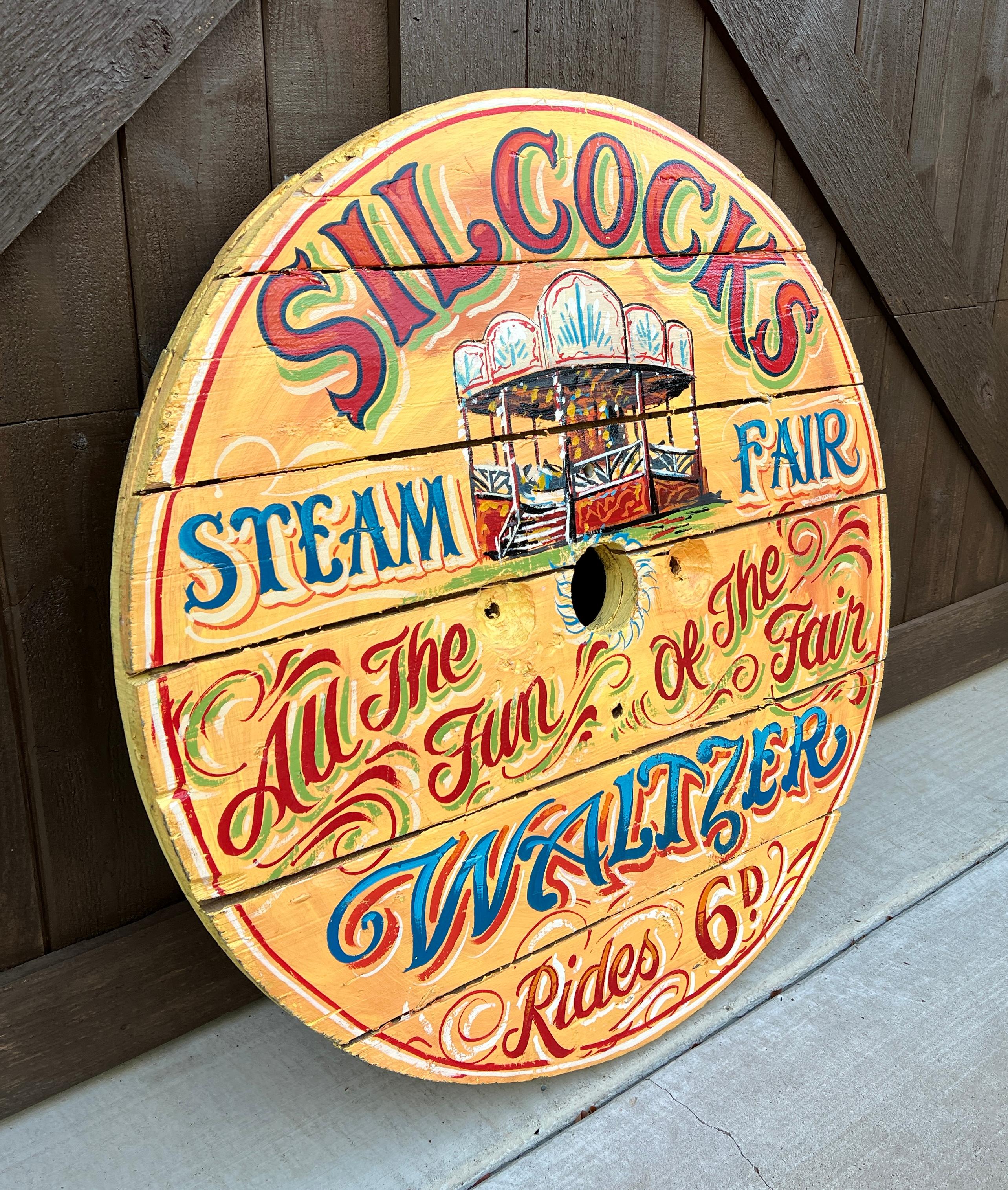 Vintage English Pub Sign Silcocks Steam Fair Waltzer 8