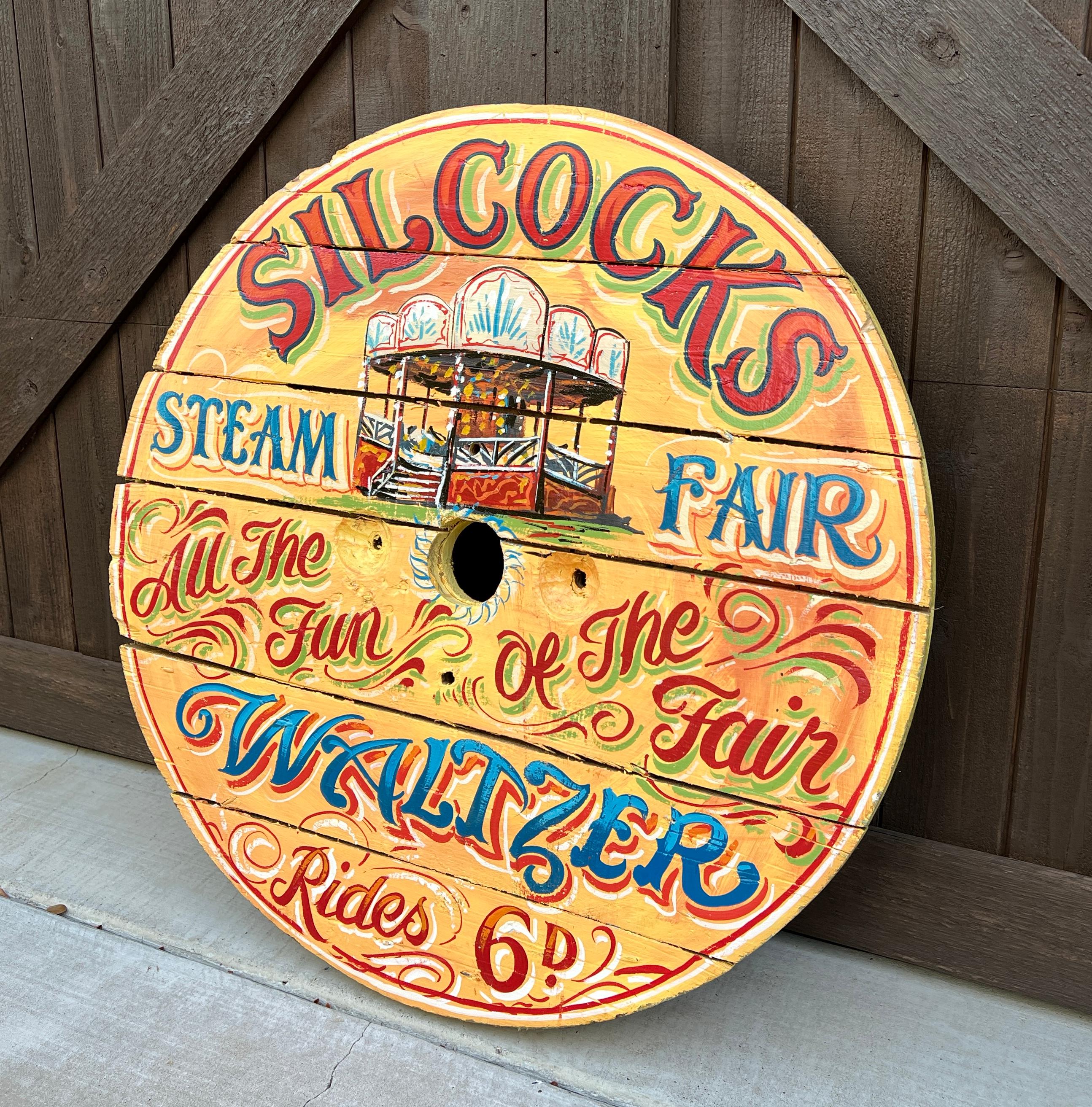 Vintage English Pub Sign Silcocks Steam Fair Waltzer 10