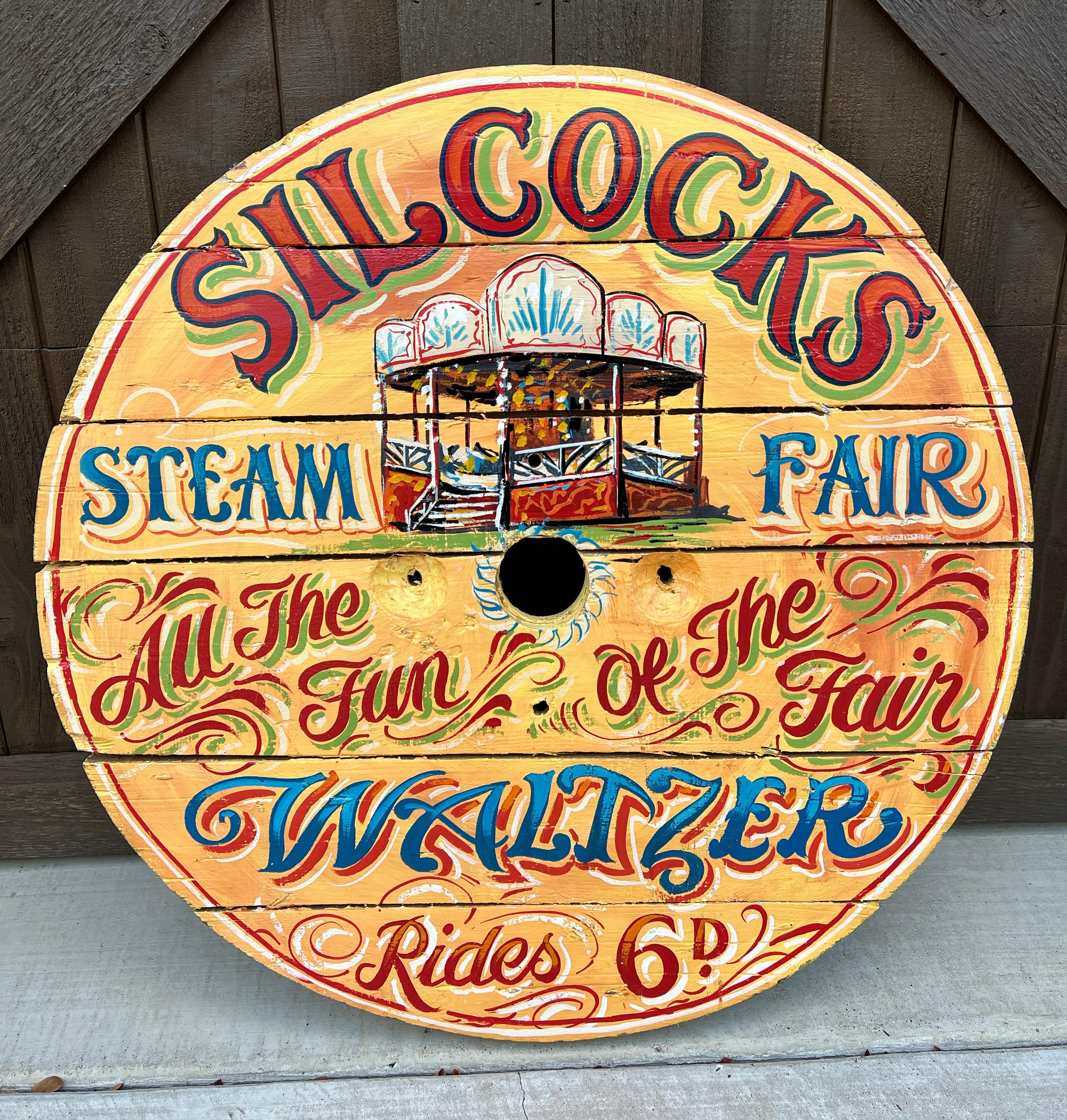 20th Century Vintage English Pub Sign Silcocks Steam Fair Waltzer