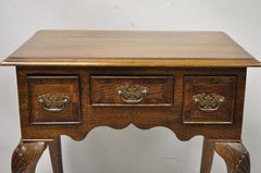 Vintage English Queen Anne Style 3 Drawer Small Oak Wood Lowboy Side Table Chest