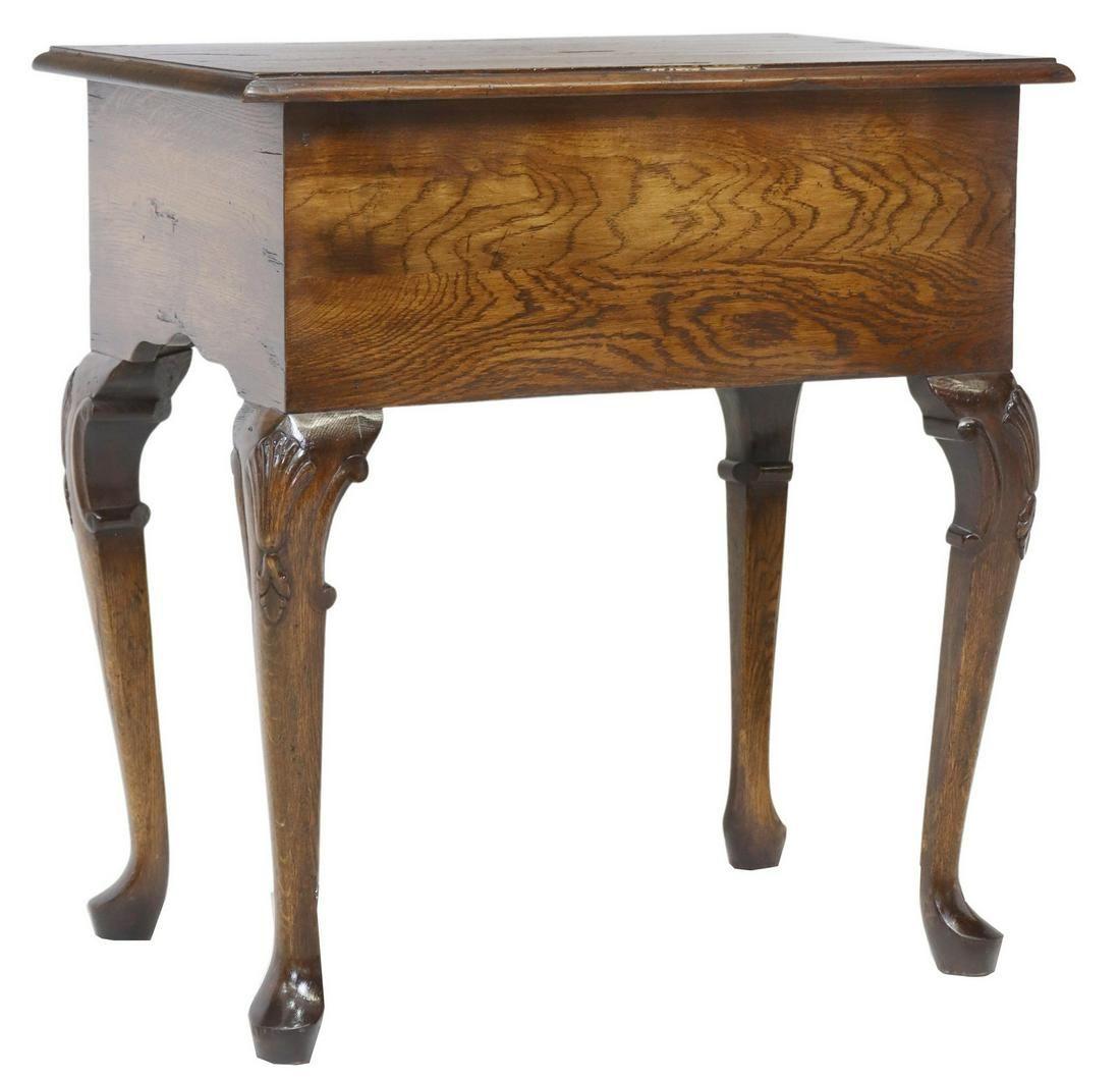 Brass Vintage English Queen Anne Style Oak Lowboy Hall Table For Sale