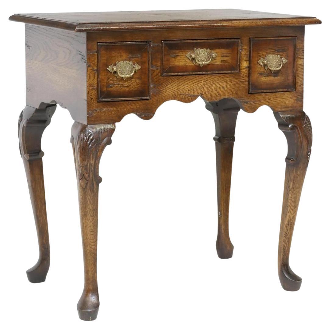 Vintage English Queen Anne Style Oak Lowboy Hall Table For Sale