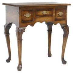 Retro English Queen Anne Style Oak Lowboy Hall Table