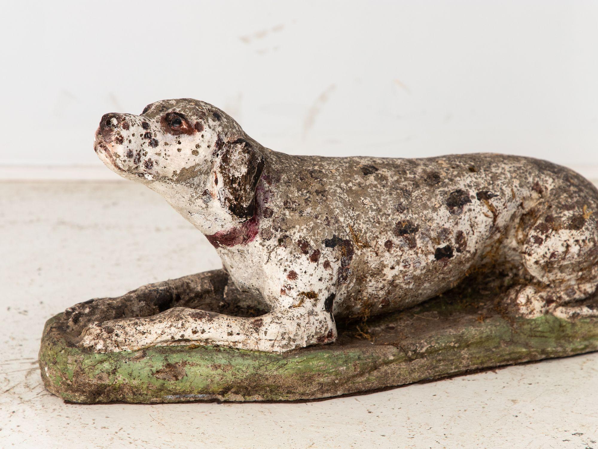 Vintage English Reconsitituted Stone Dalmatian Dog Garden Ornament, Mid 20th C. In Good Condition For Sale In South Salem, NY