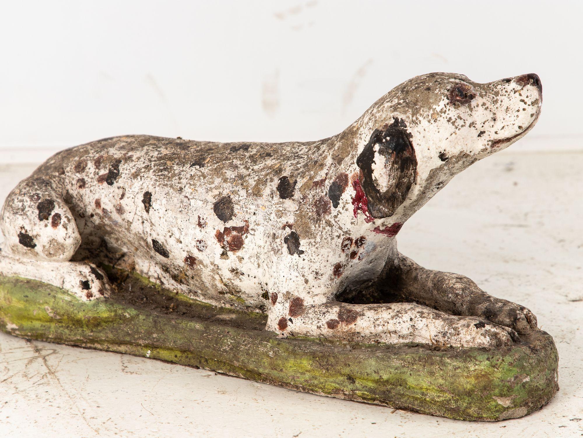 Vintage English Reconsitituted Stone Dalmatian Dog Garden Ornament, Mid 20th C. For Sale 1