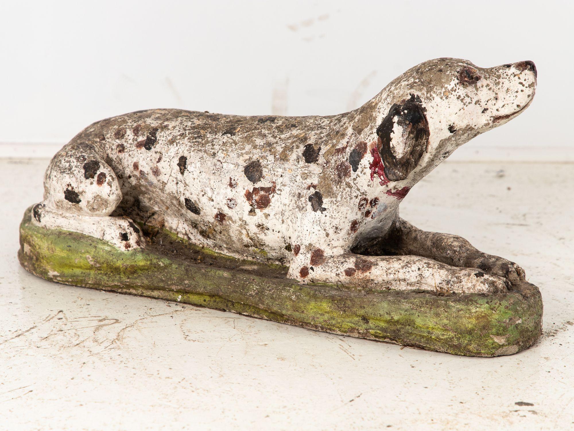 Vintage English Reconsitituted Stone Dalmatian Dog Garden Ornament, Mid 20th C. For Sale 2